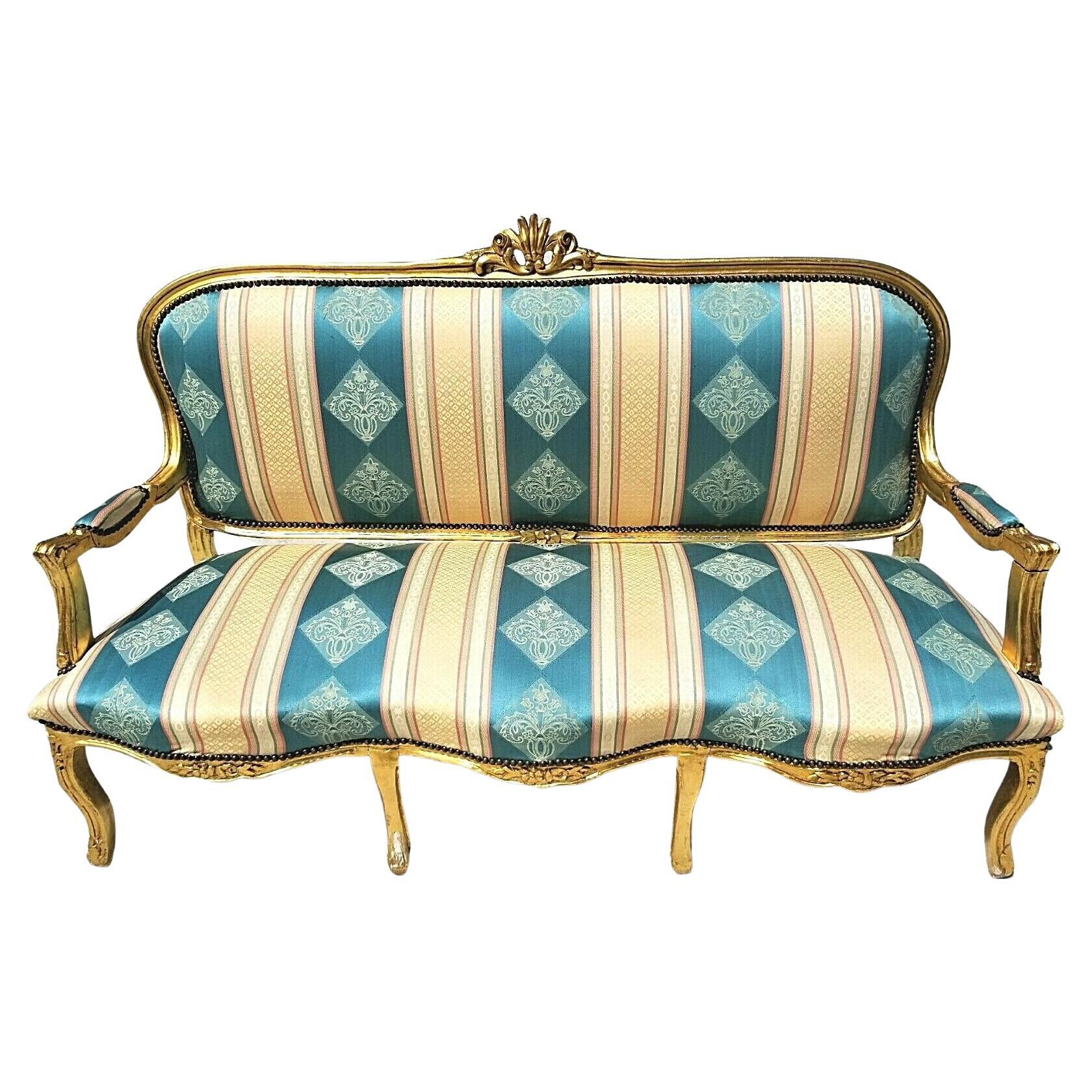 Antique French Louis XV Style Gilt Sofa For Sale