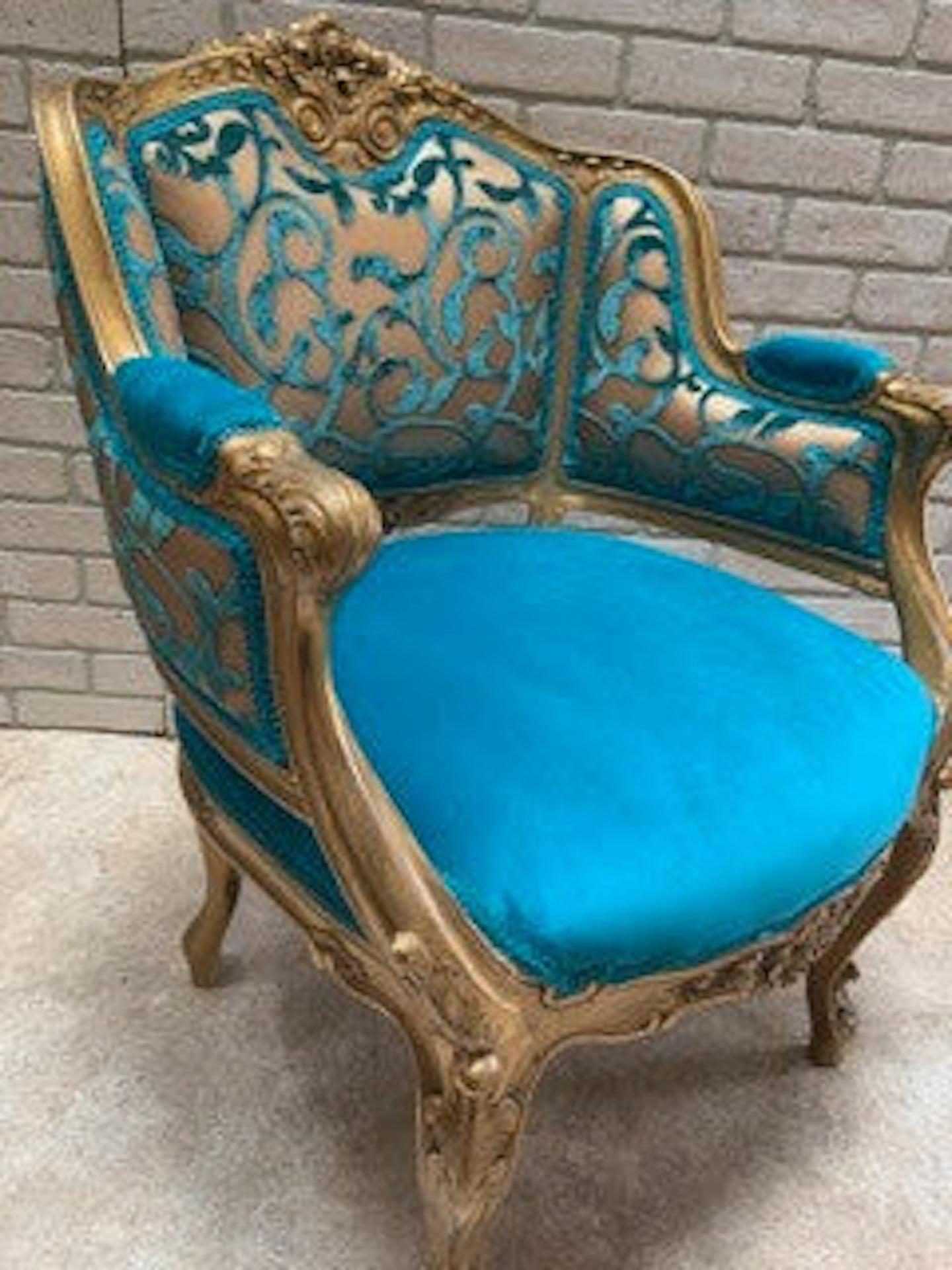 20th Century Antique French Louis XV Style Giltwood Chairs Newly Upholstered in Velvet - Pair For Sale