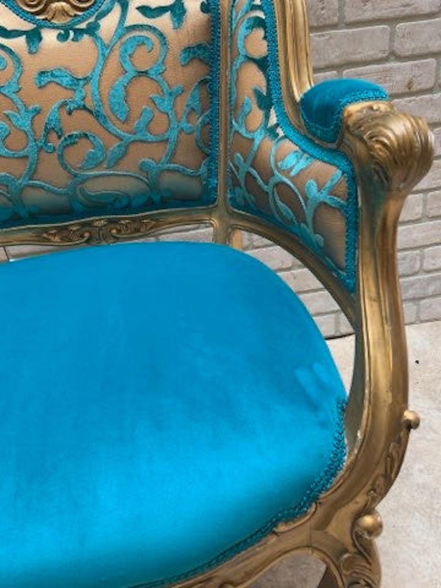 Antique French Louis XV Style Giltwood Chairs Newly Upholstered in Velvet - Pair For Sale 2
