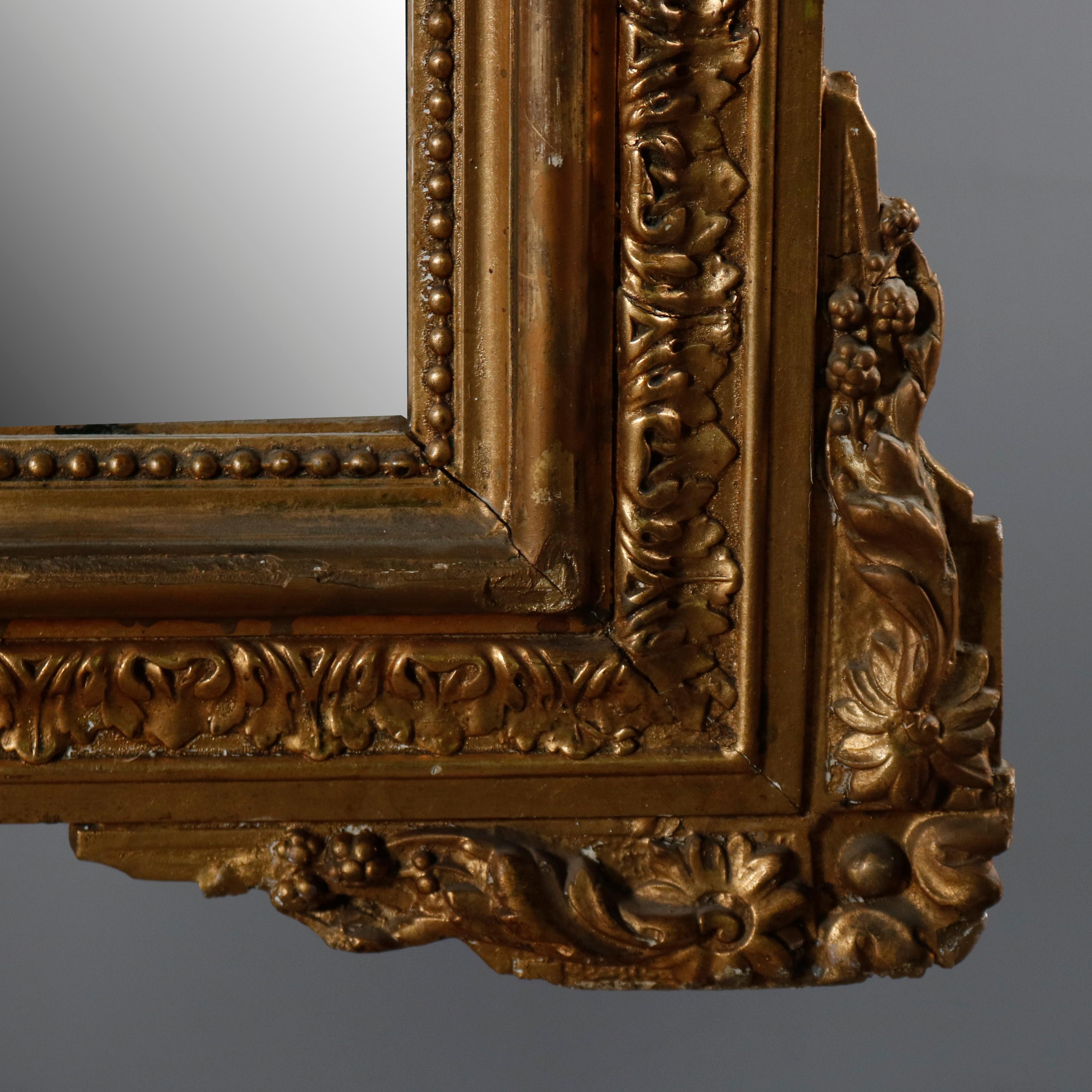 Antique French Louis XV Style Giltwood Panier de Fleur Over Mantel Mirror 3