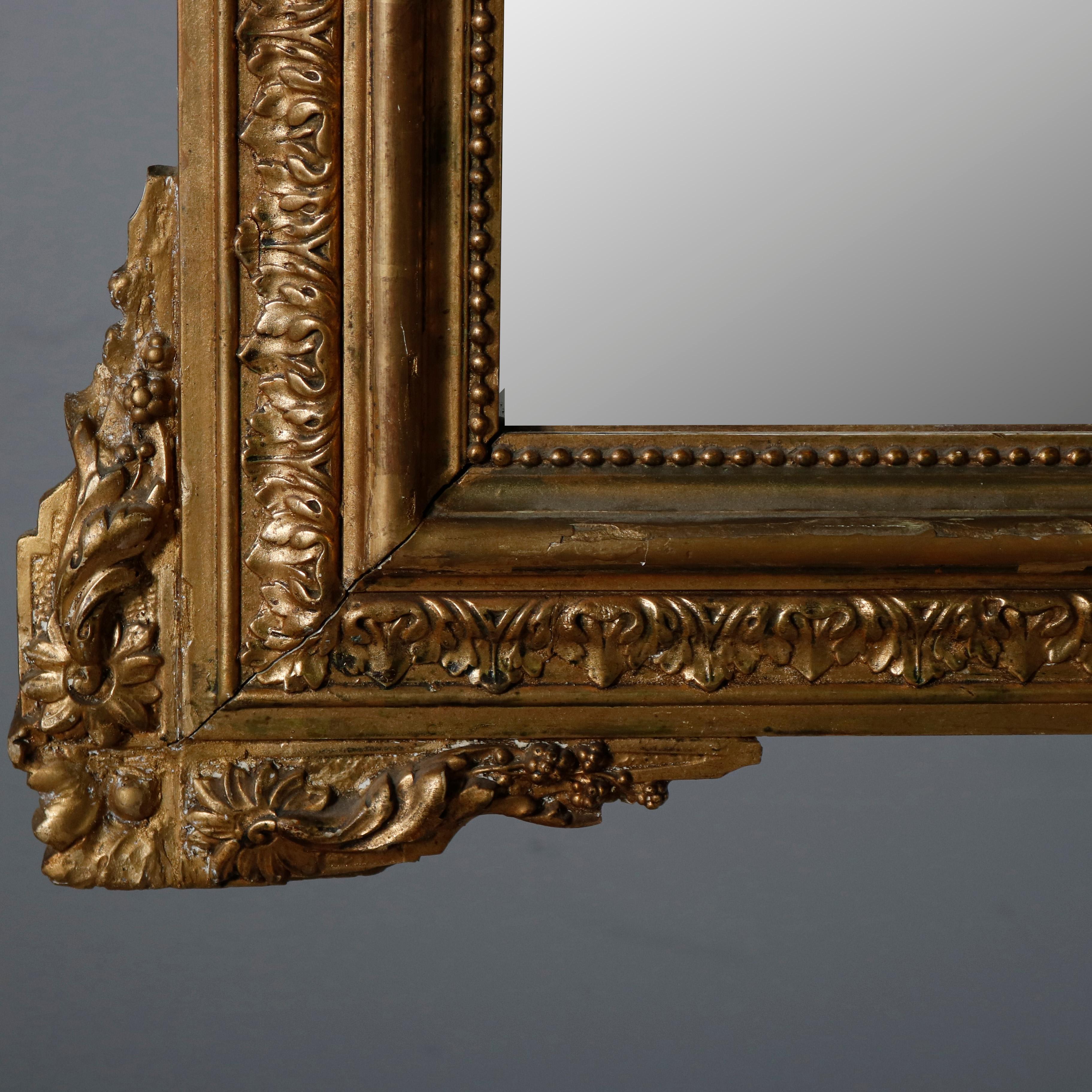 Antique French Louis XV Style Giltwood Panier de Fleur Over Mantel Mirror 4