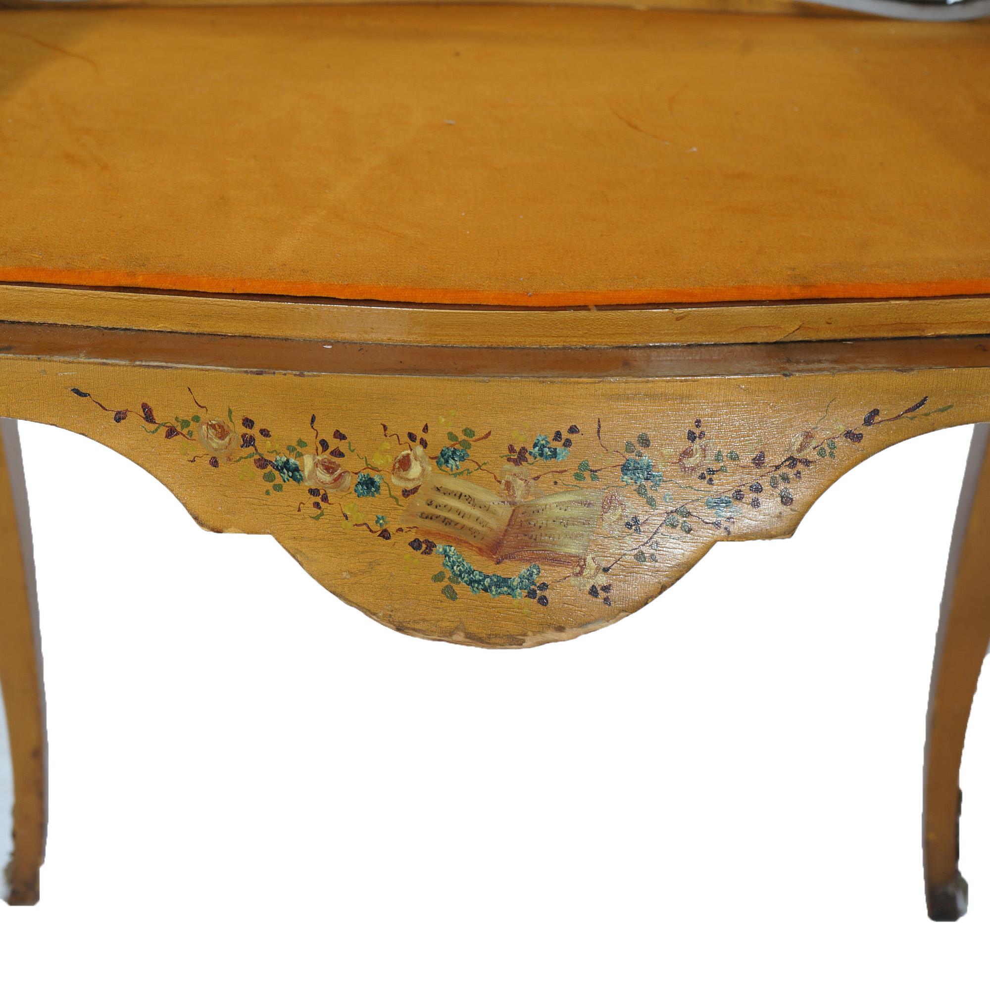 Antique French Louis XV Style Giltwood Vitrine with Hand Painted Floral C1910 For Sale 7