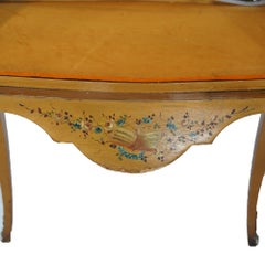 Antique French Louis XV Style Giltwood Vitrine with Hand Painted Floral C1910