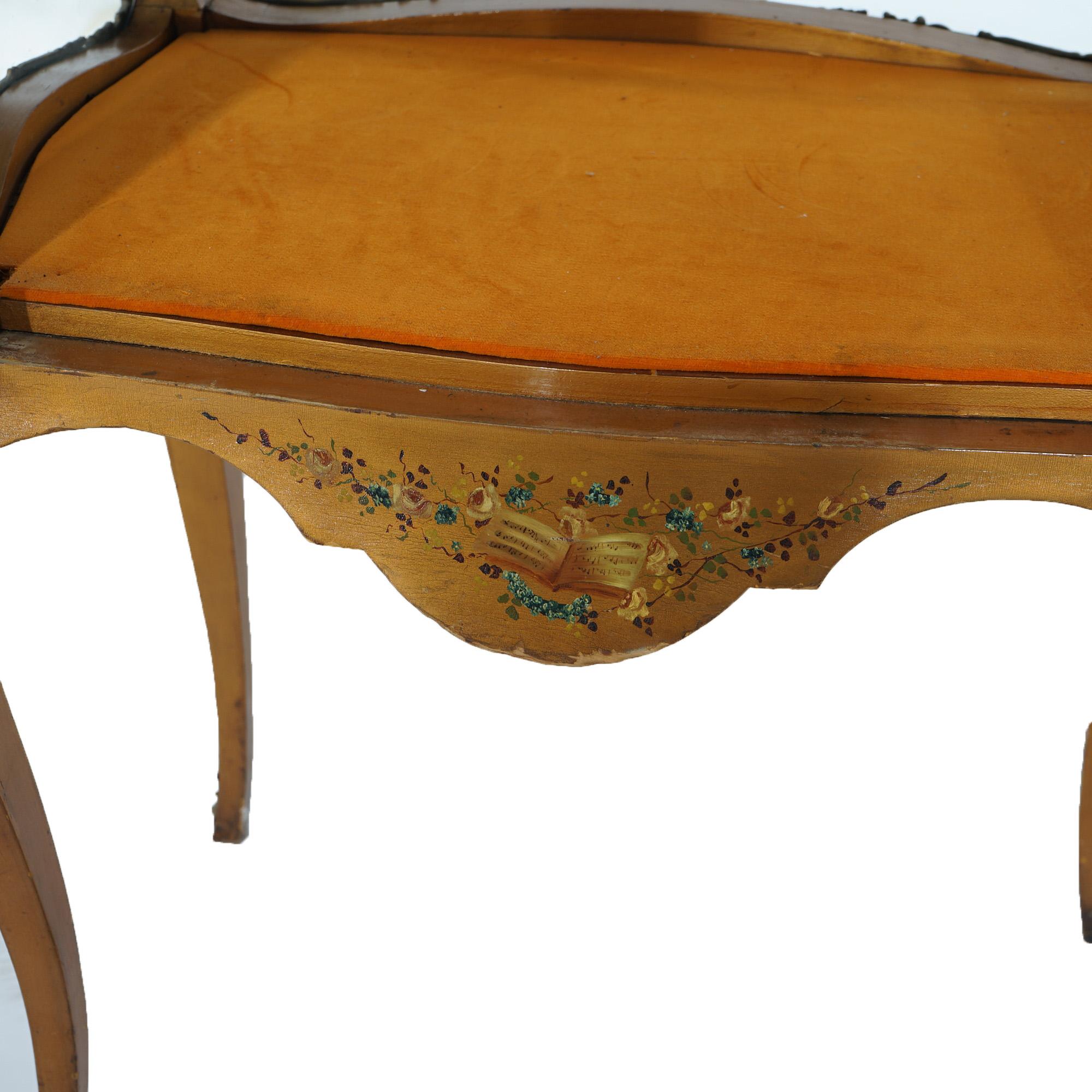 Antique French Louis XV Style Giltwood Vitrine with Hand Painted Floral C1910 For Sale 8