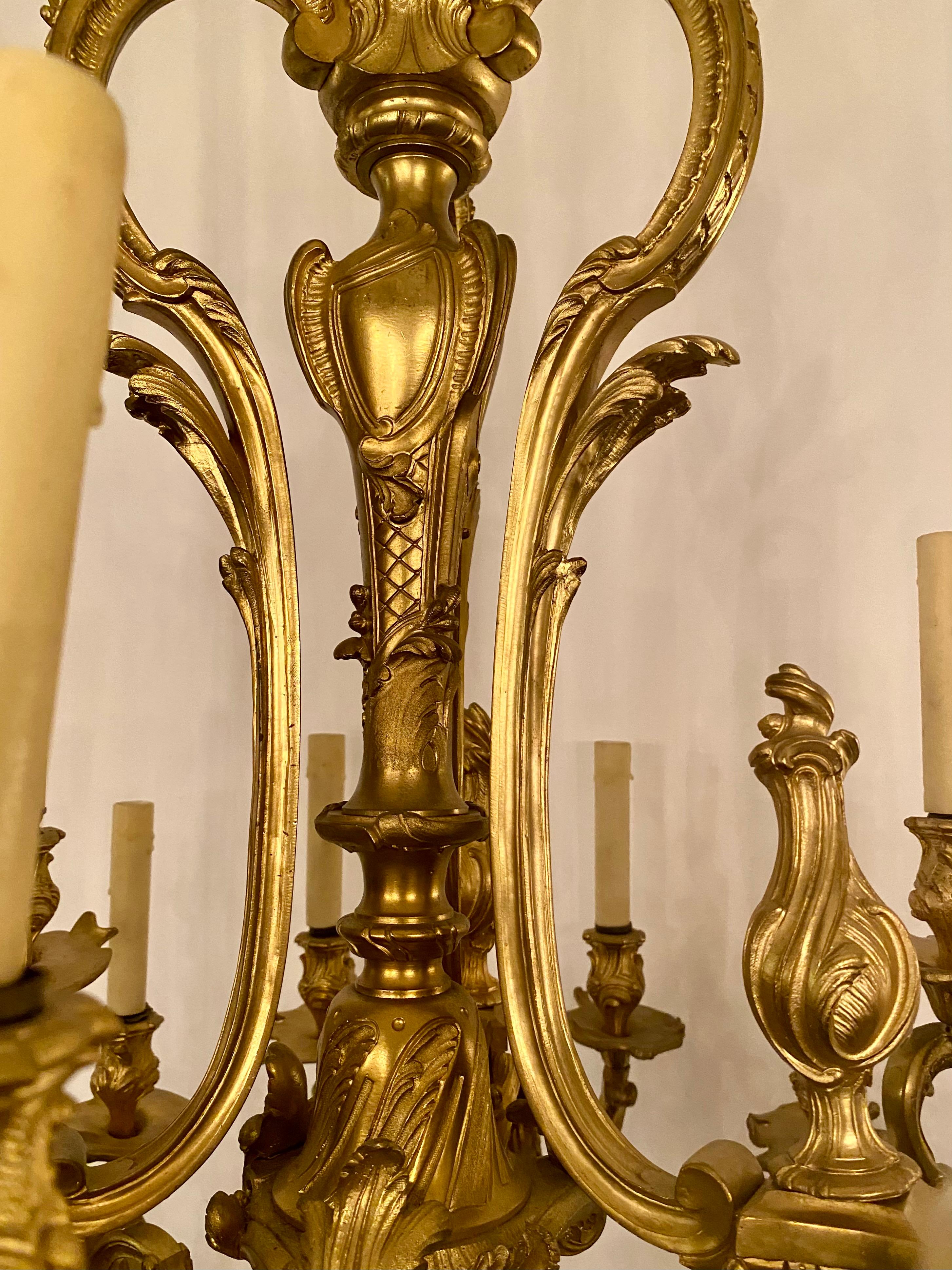 Antique French Louis XV Style Gold Bronze 15 Light Chandelier, Circa 1880 In Good Condition In New Orleans, LA