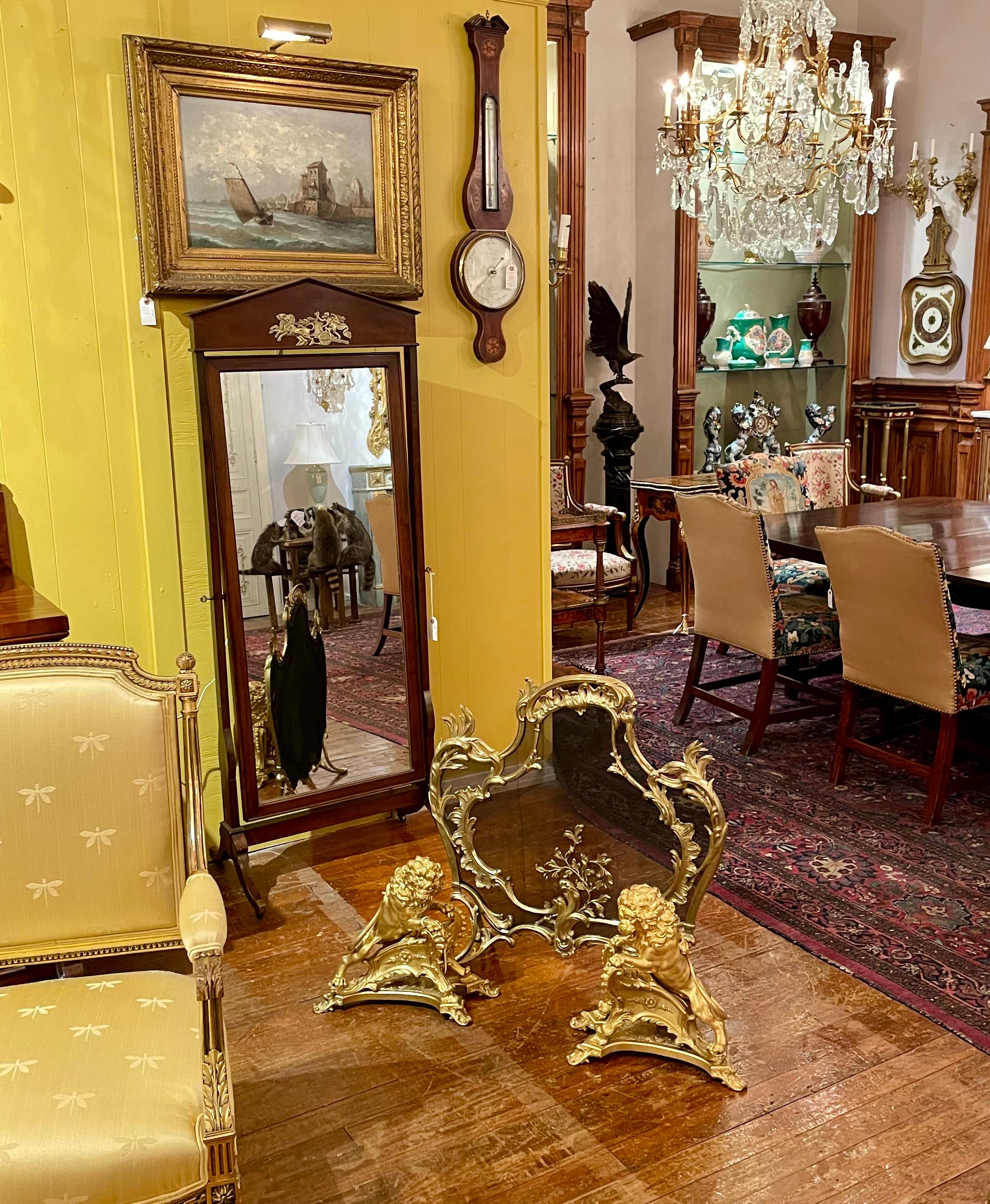 Antique French Louis XV Style Gold Bronze Fire Screen, CIRCA 1890. im Angebot 2