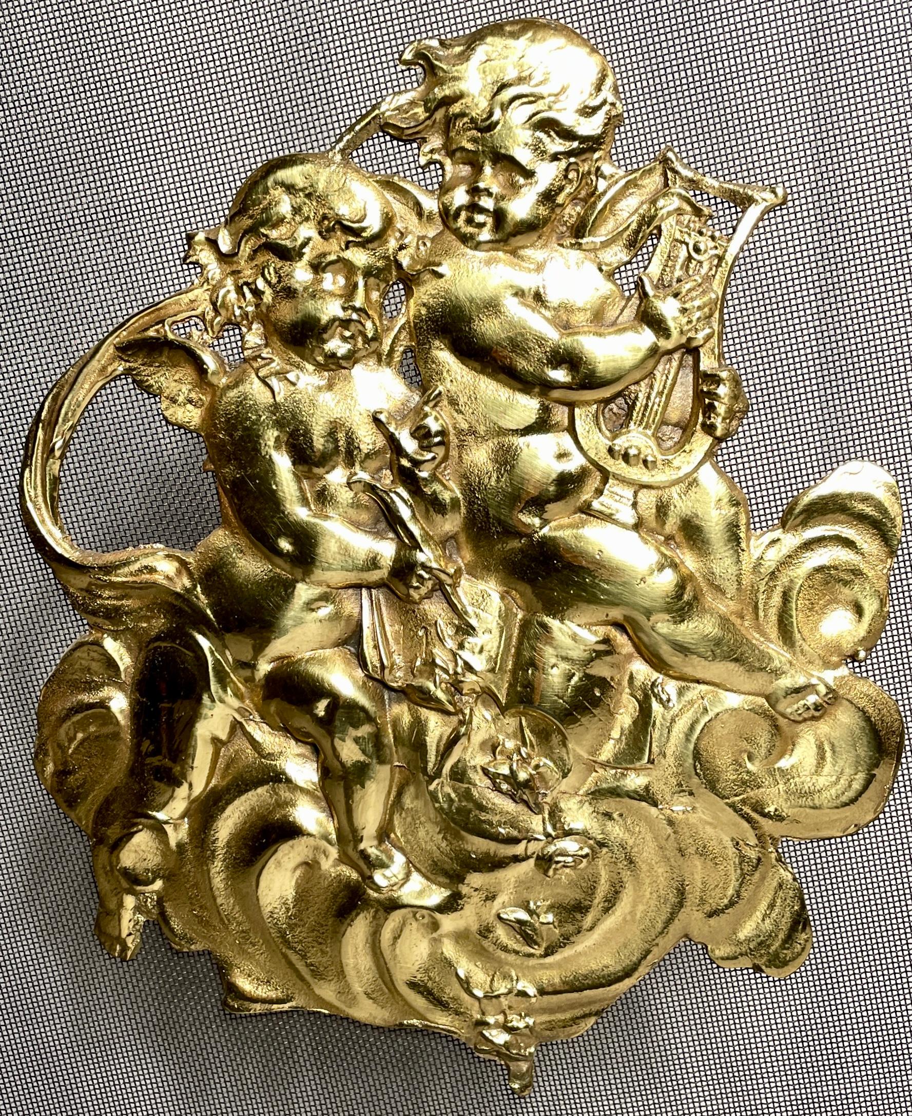 Antiker französischer Kaminschirm aus Goldbronze im Louis-XV-Stil, um 1900 (Französisch) im Angebot
