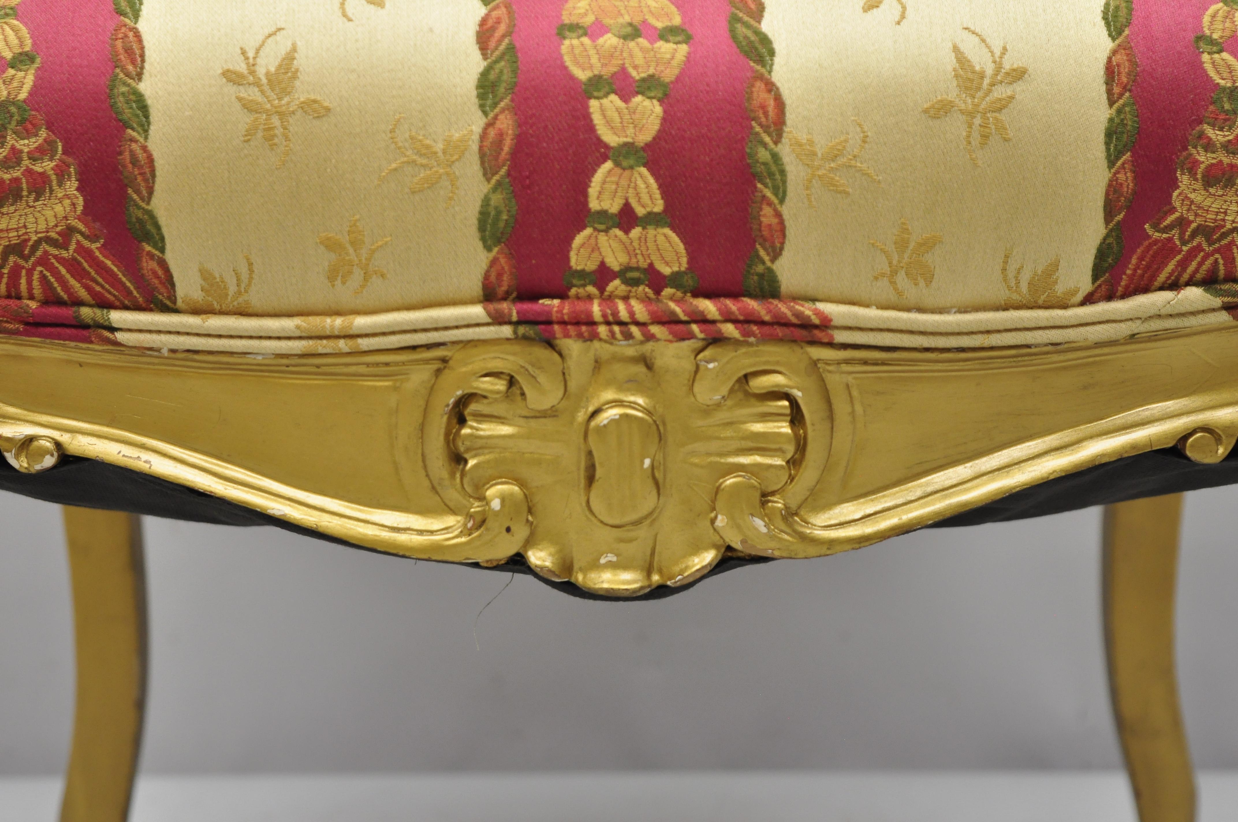 Antique French Louis XV Style Gold Gilt Parlor Arm Lounge Chair 3