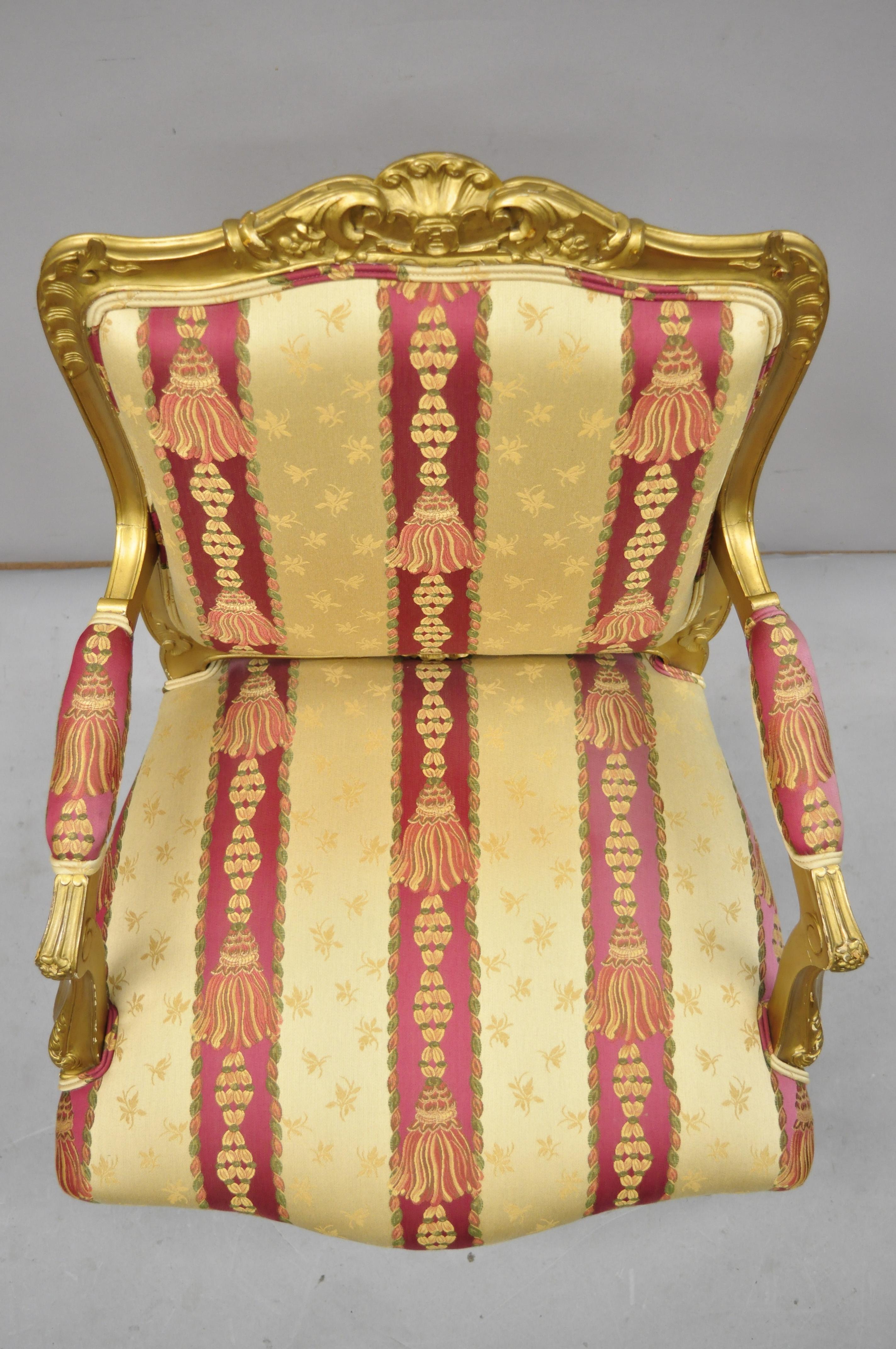 Antique French Louis XV Style Gold Gilt Parlor Arm Lounge Chair 4
