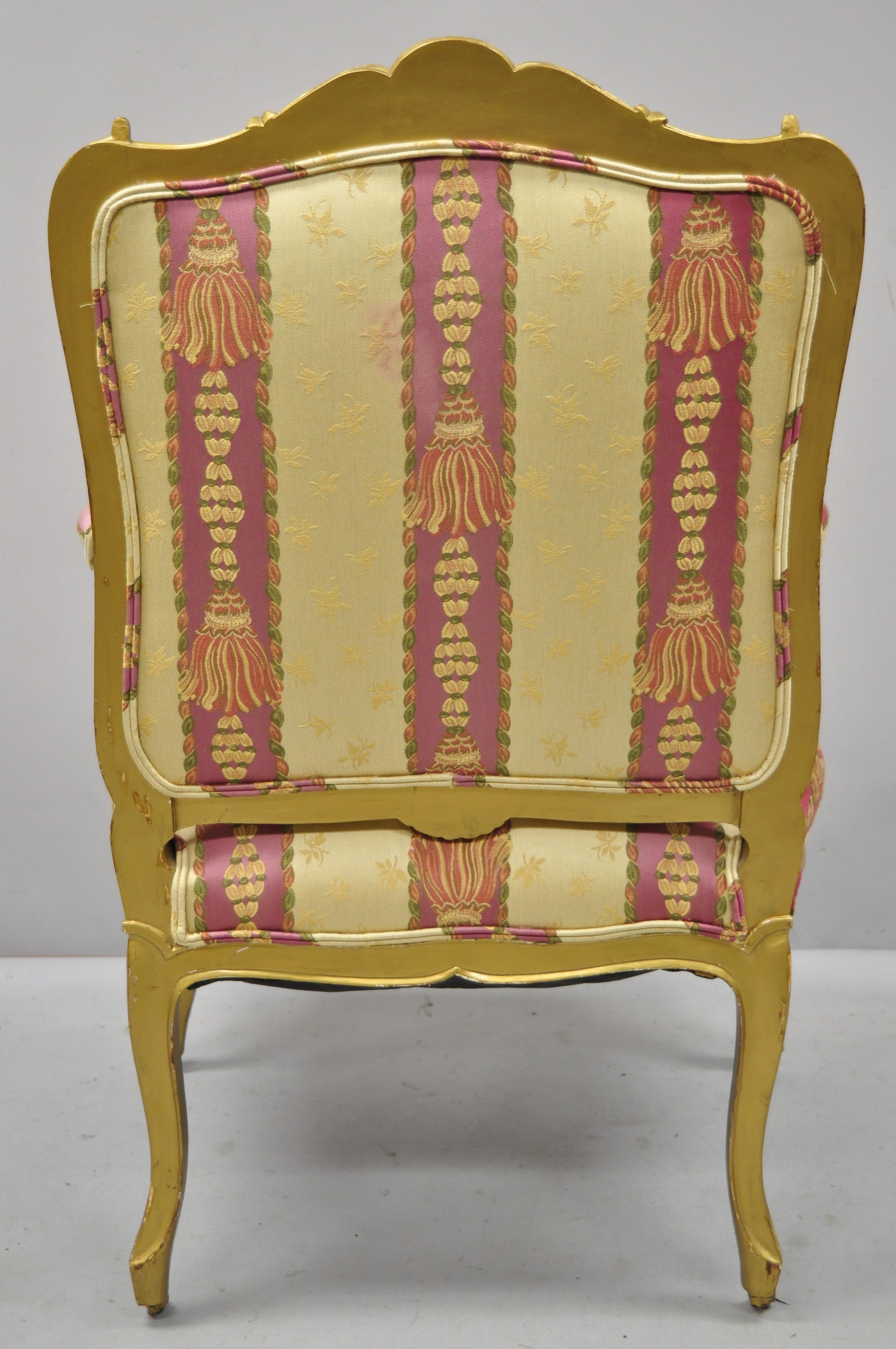 Antique French Louis XV Style Gold Gilt Parlor Arm Lounge Chair 1