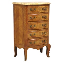 Retro French Louis XV Style Inlaid Kingwood Marble Top Lingerie Chest - B