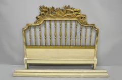 Antique French Louis XV Style Italian Distress Painted Full Size Bed Frame