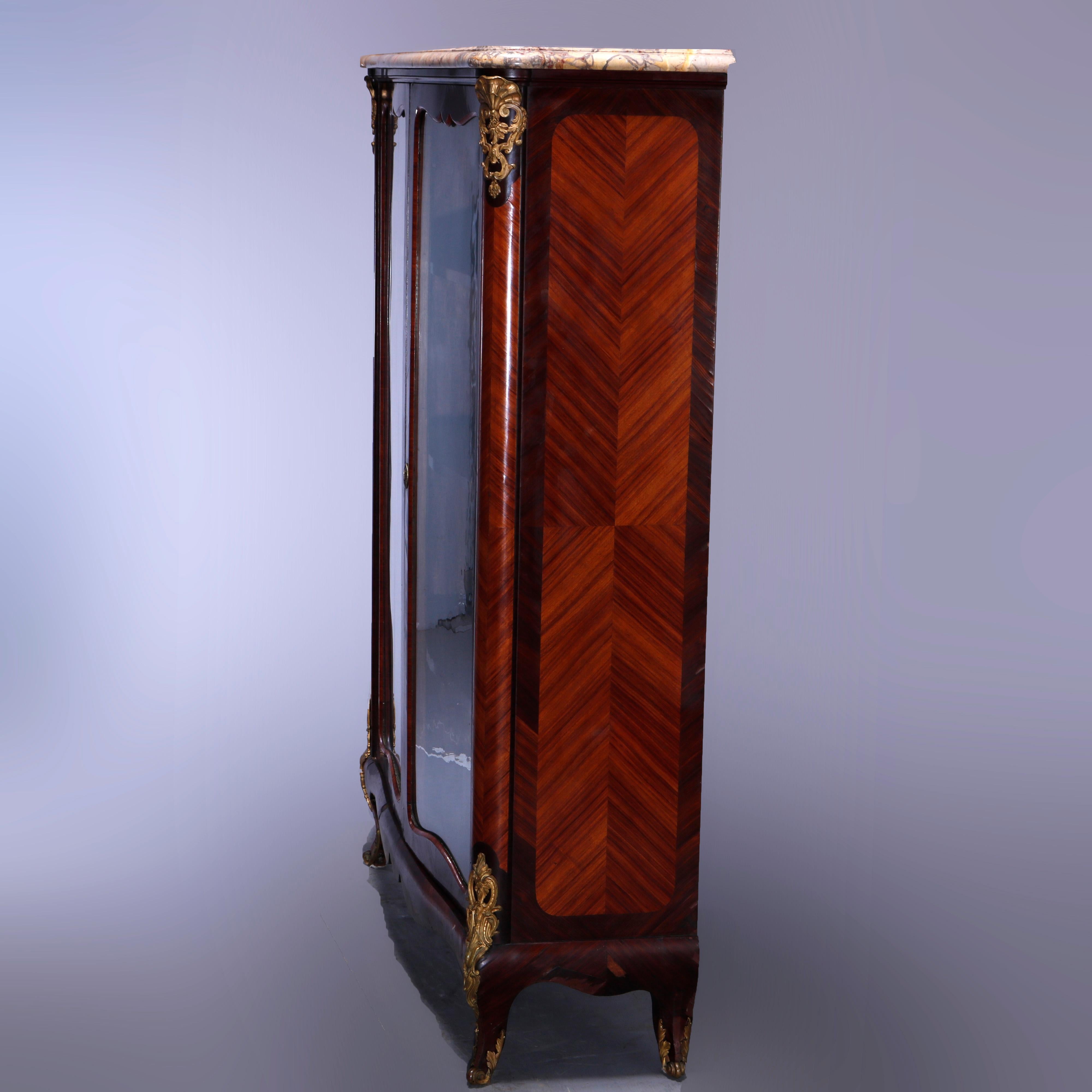 Antique French Louis XV Kingwood, Marble & Ormolu Bookcase by E. Poteau, c1870 5