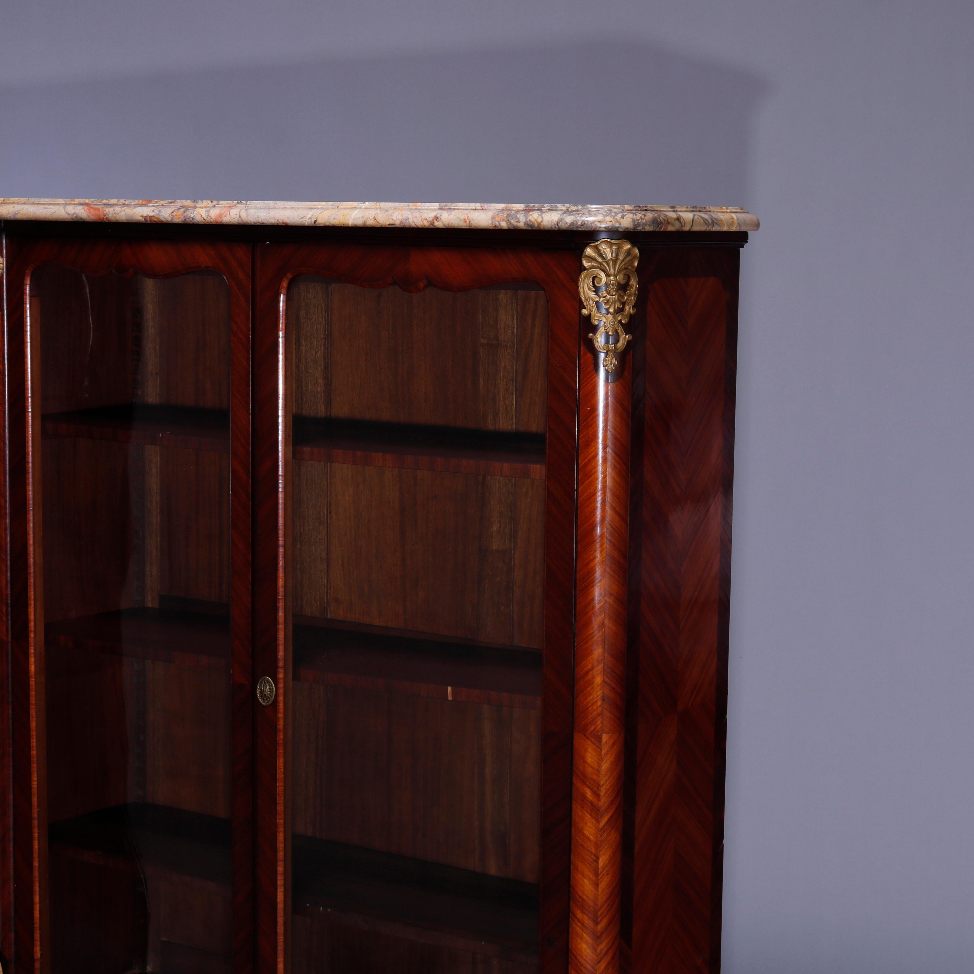 Antique French Louis XV Kingwood, Marble & Ormolu Bookcase by E. Poteau, c1870 For Sale 1
