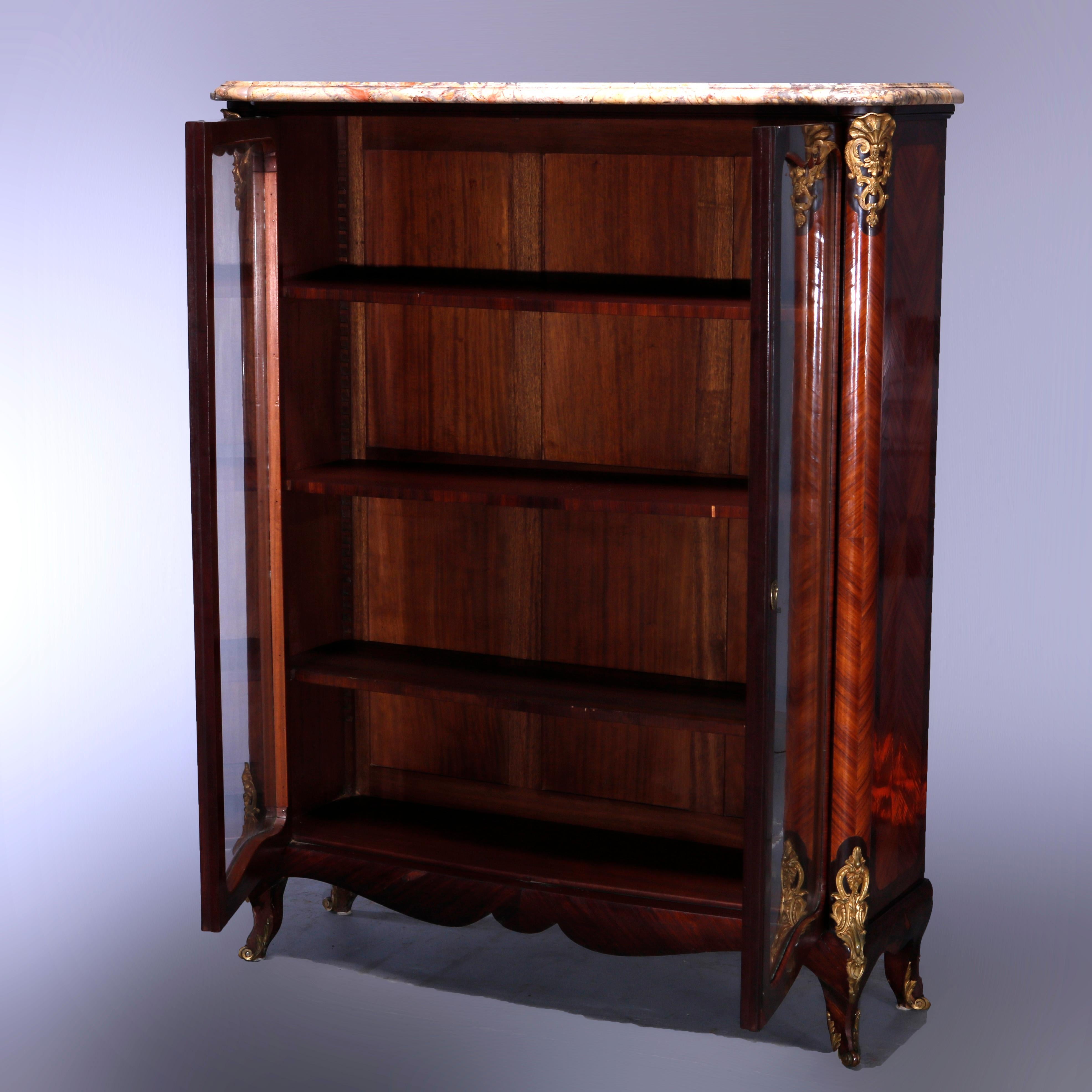 Antique French Louis XV Kingwood, Marble & Ormolu Bookcase by E. Poteau, c1870 For Sale 2