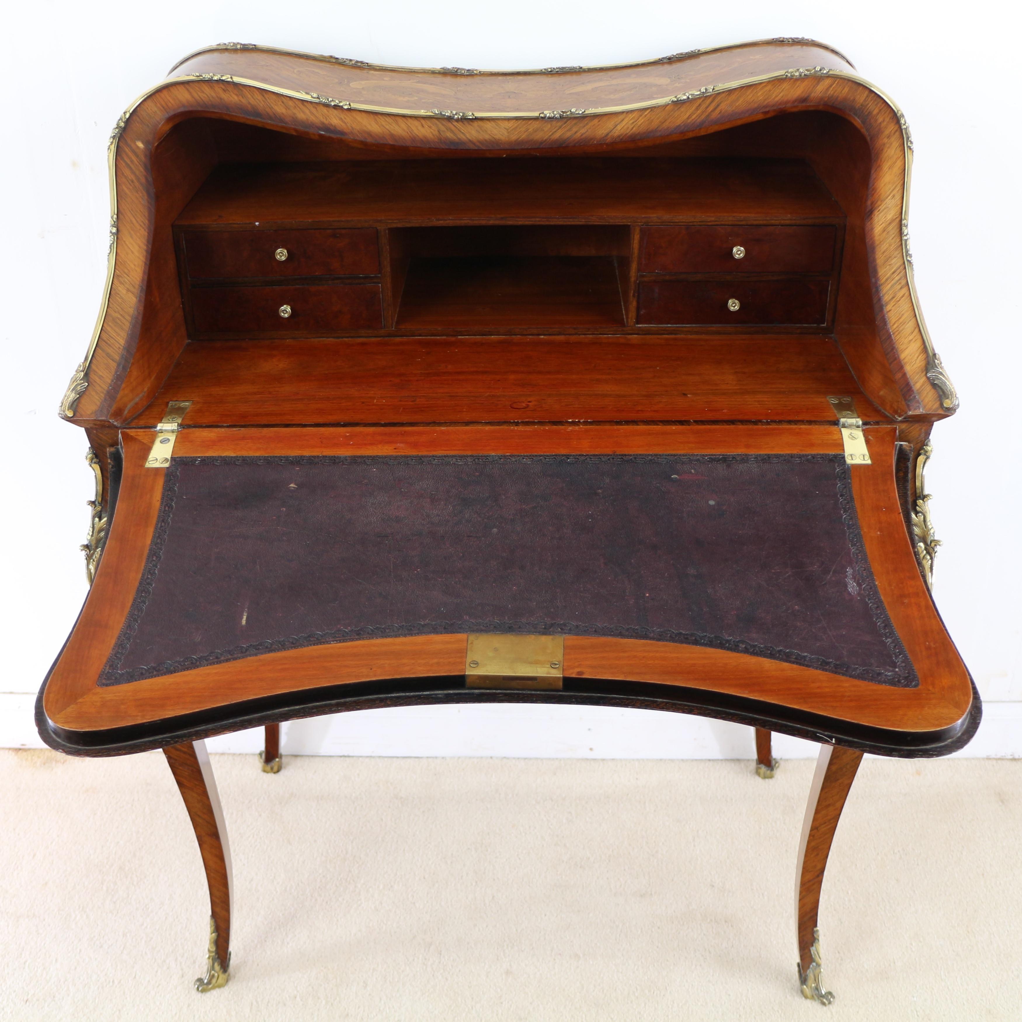 Antique French Louis XV Style Kingwood and Marquetry Bureau de Dame For Sale 10