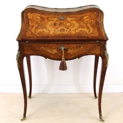 Antique French Louis XV Style Kingwood and Marquetry Bureau de Dame