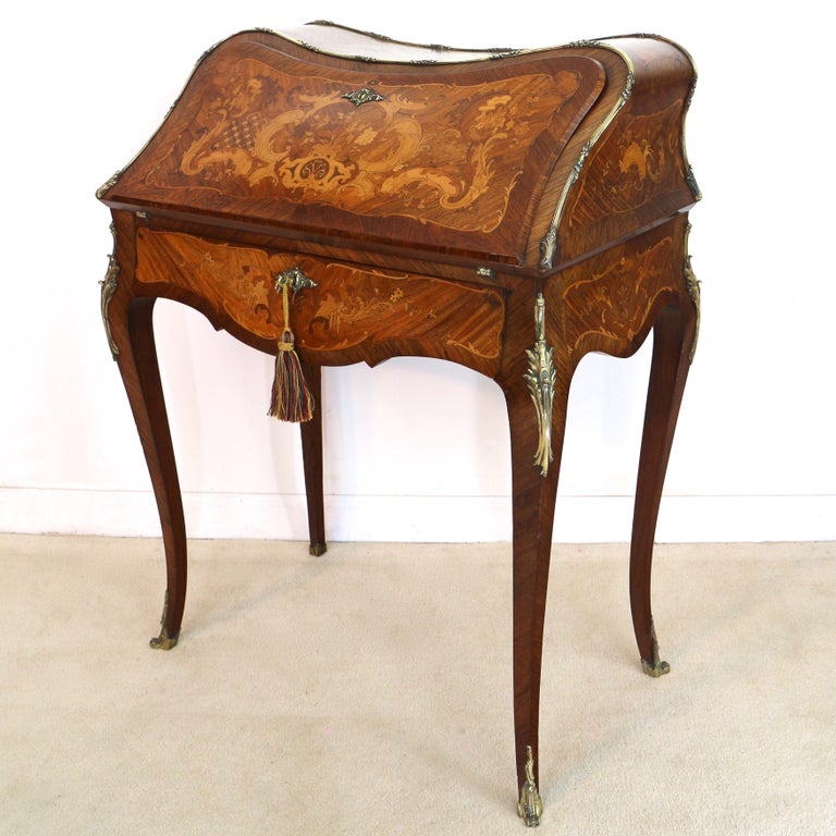 Antique French Louis XV Style Kingwood and Marquetry Bureau de Dame For  Sale at 1stDibs | bureau de style