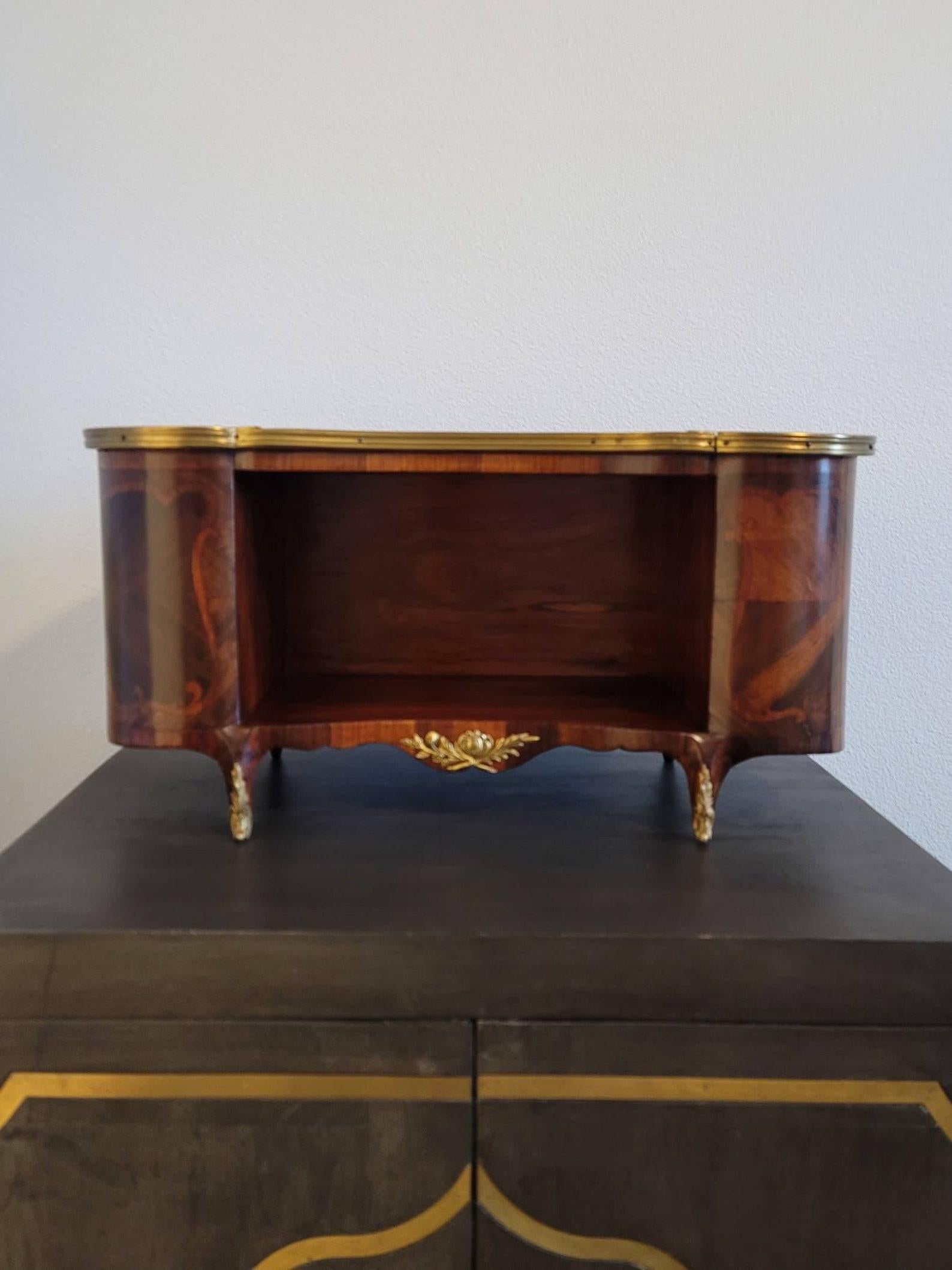 Hand-Crafted Antique French Louis XV Style Kingwood Marquetry Signed Bibus For Sale