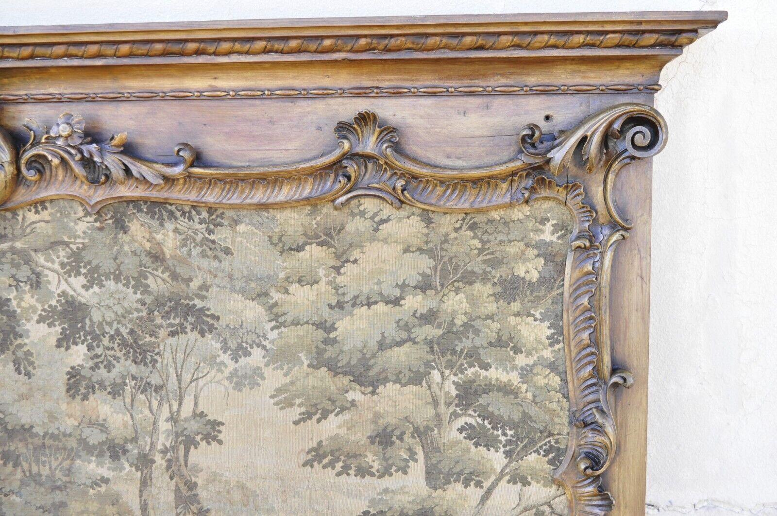 Antike Französisch Louis XV Stil große Overmantle Trumeau Spiegel mit Wandteppich im Zustand „Gut“ im Angebot in Philadelphia, PA