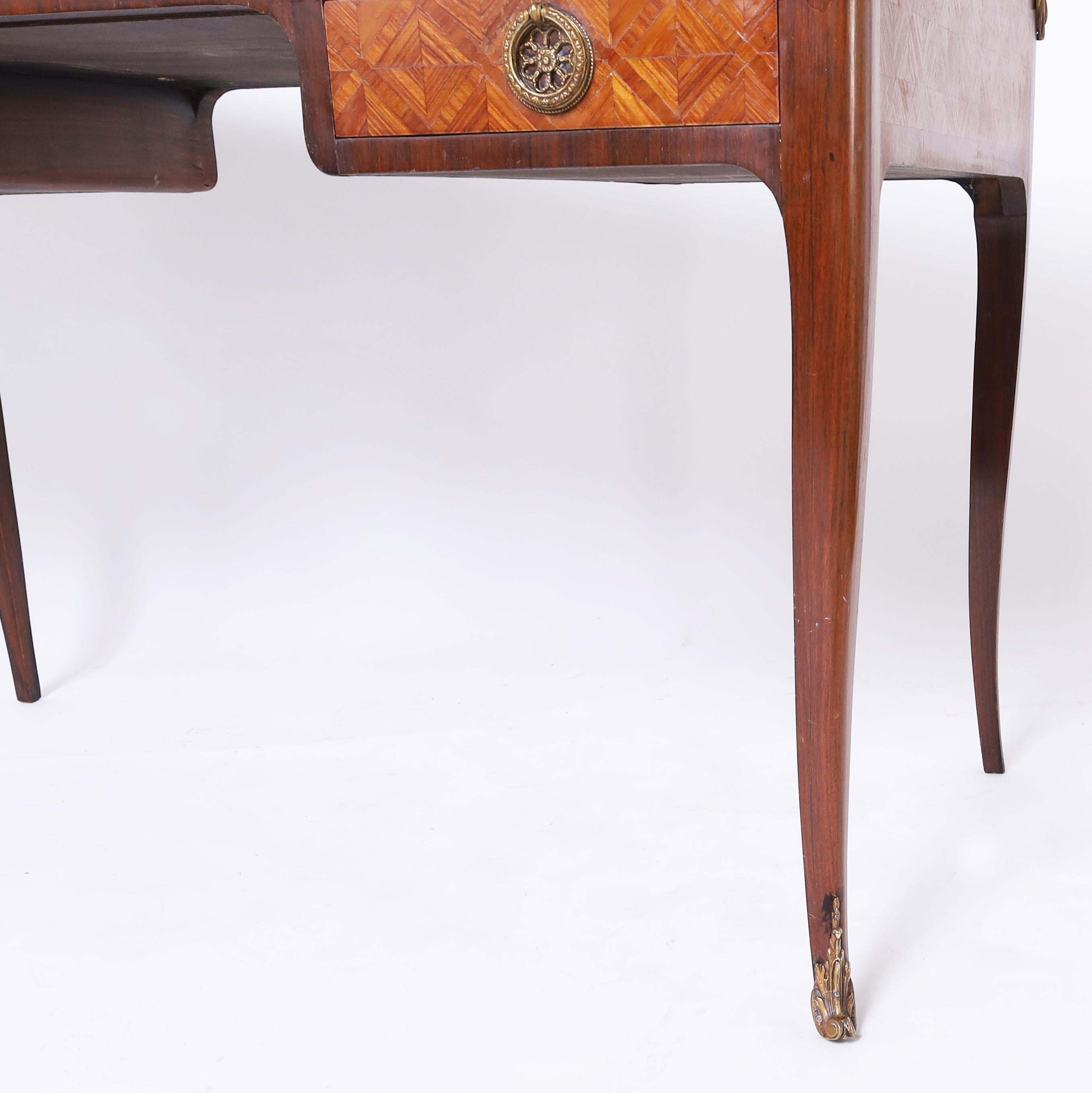 Antique French Louis XV Style Leather Top Desk For Sale 5