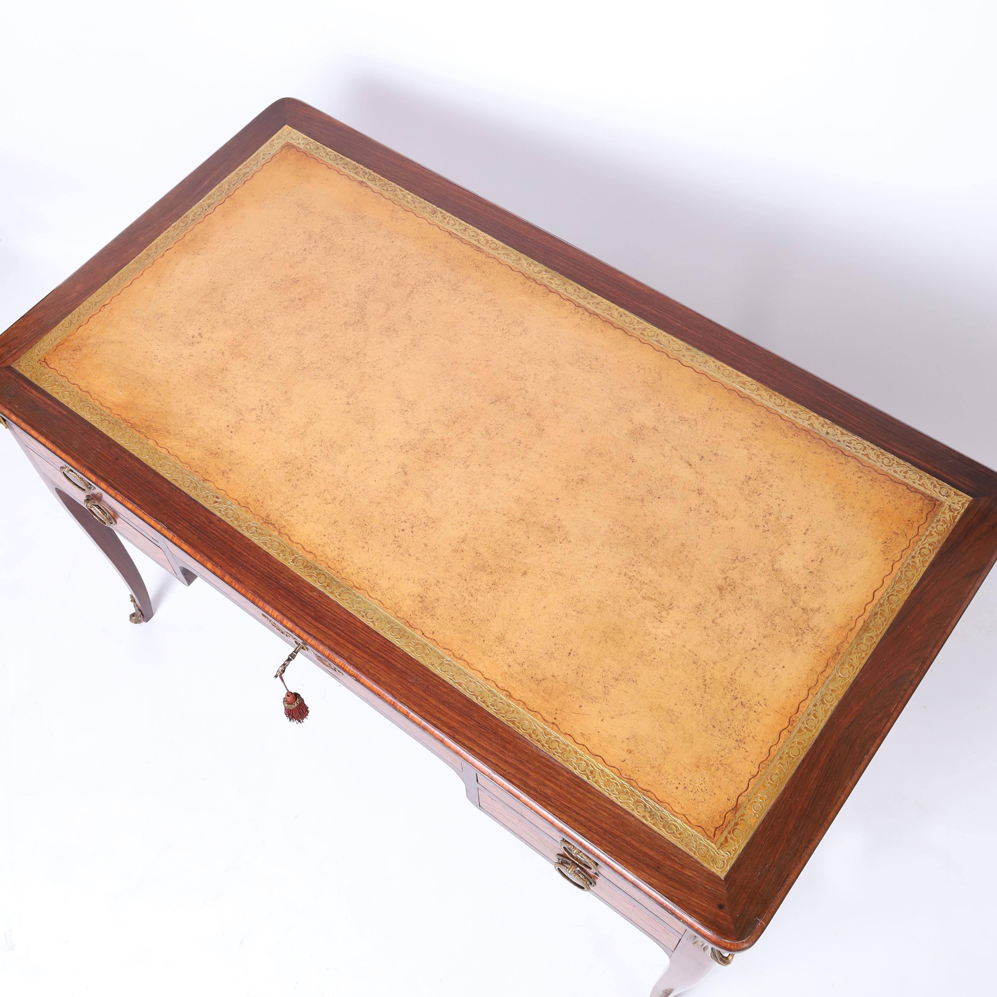 20th Century Antique French Louis XV Style Leather Top Desk For Sale
