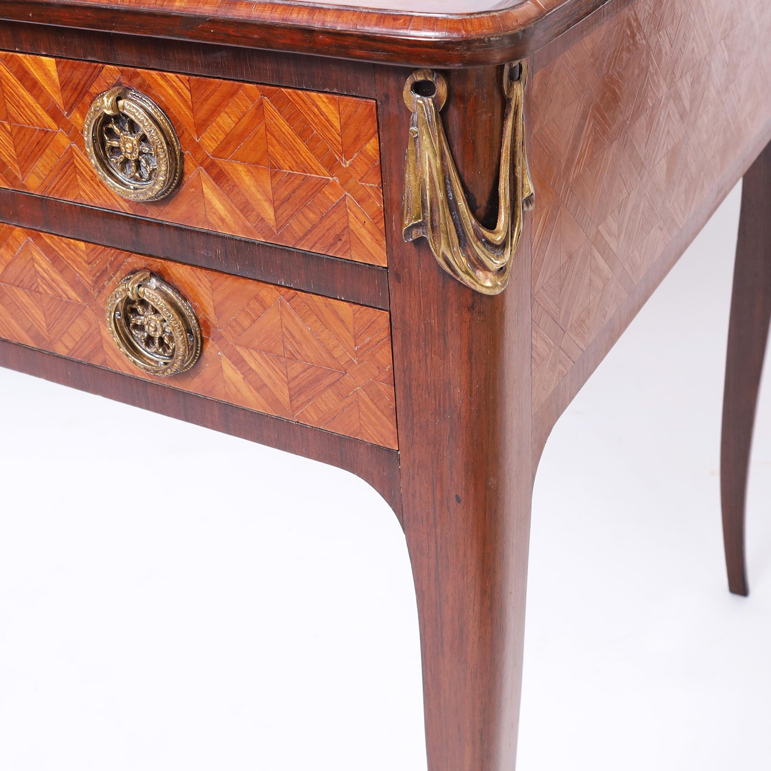 Antique French Louis XV Style Leather Top Desk For Sale 2