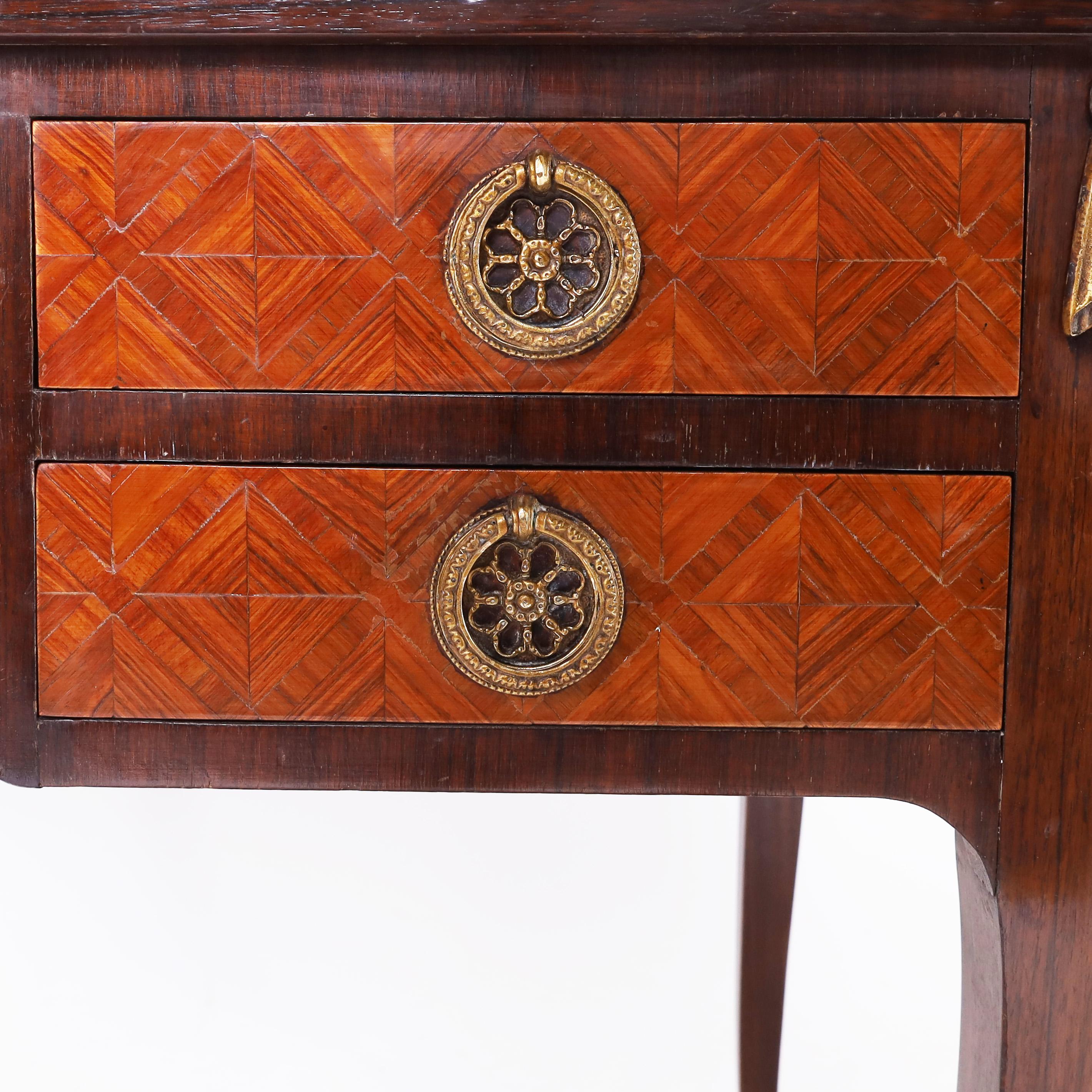 Antique French Louis XV Style Leather Top Desk For Sale 3