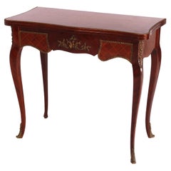 Antique French Louis XV Style Mahogany, Marquetry & Ormolu Card Table circa 1920
