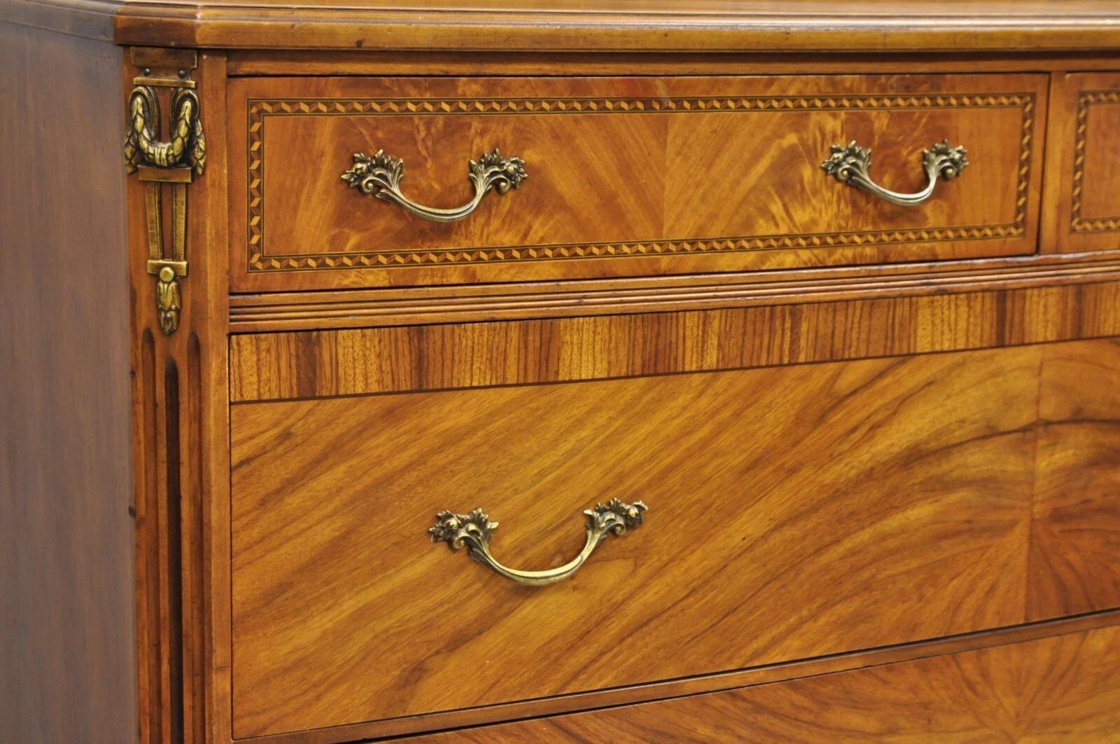 Sconosciuto Antique French Louis XV Style Mahogany Satinwood Inlay 4 Drawer Dresser by Sligh in vendita