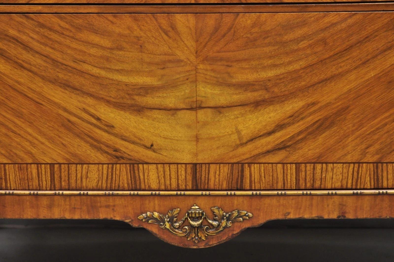 XX secolo Antique French Louis XV Style Mahogany Satinwood Inlay 4 Drawer Dresser by Sligh in vendita