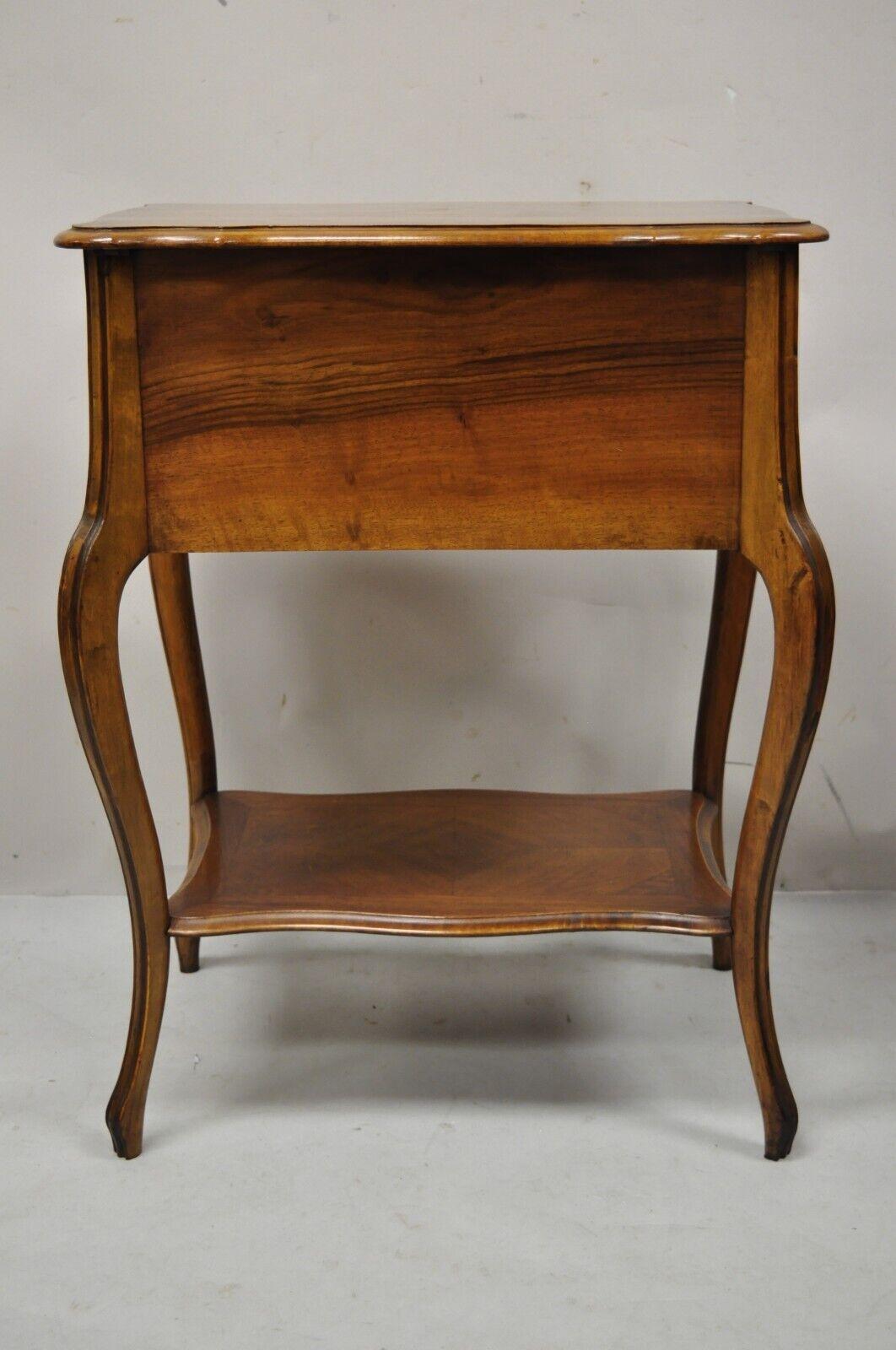 Antique French Louis XV Style Mahogany Sewing Stand Nightstand with Lift Top For Sale 6