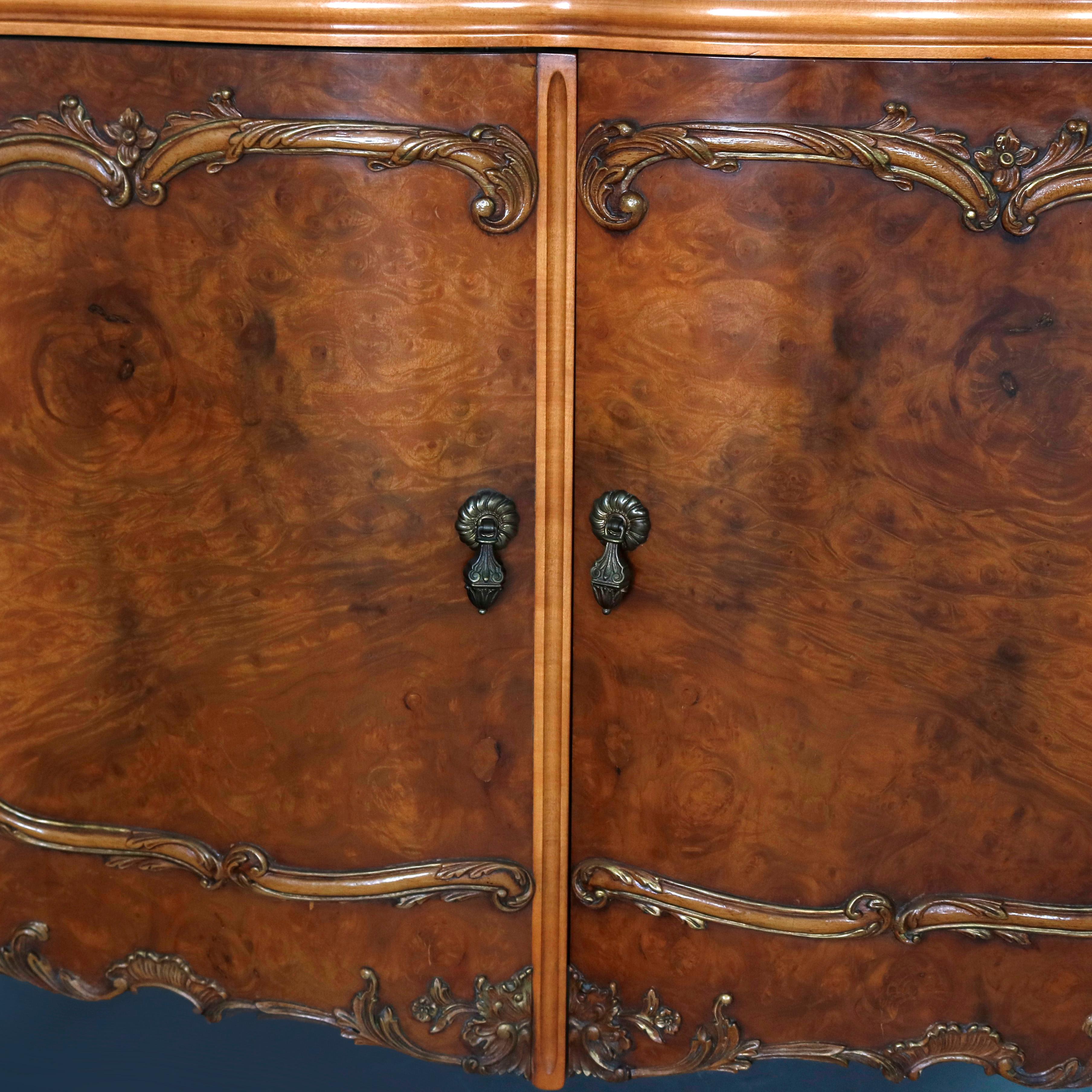 Antique French Louis XV Style Maple and Burl Credenza by American Furniture 3
