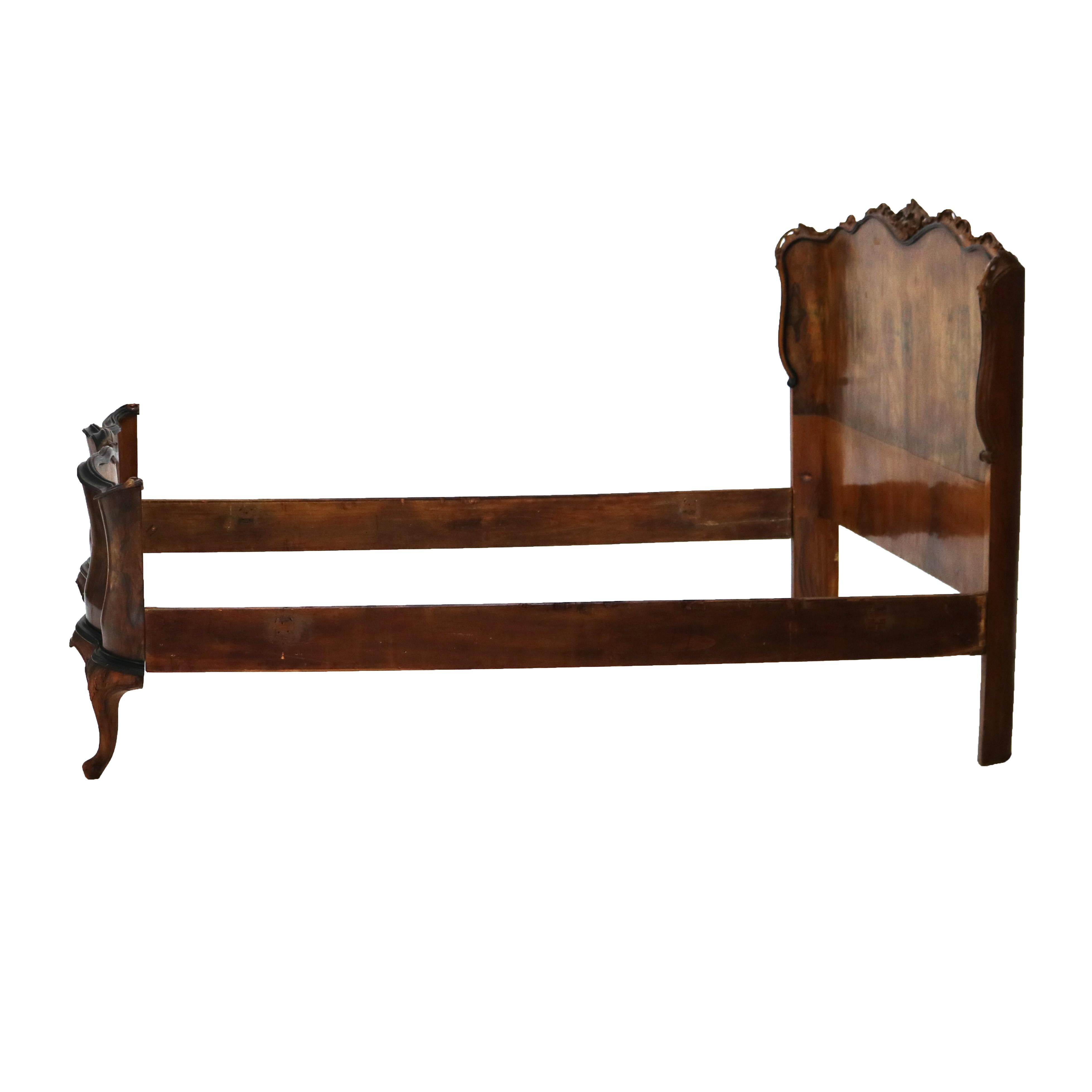***Reduced In-House Delivery Rates - Click on “Ask Seller” to Request a Quote***

Antique French Louis XV Style Maple & Crotch Wood Burl King Sized Bed C1940

Measures- Headboard: 50.75