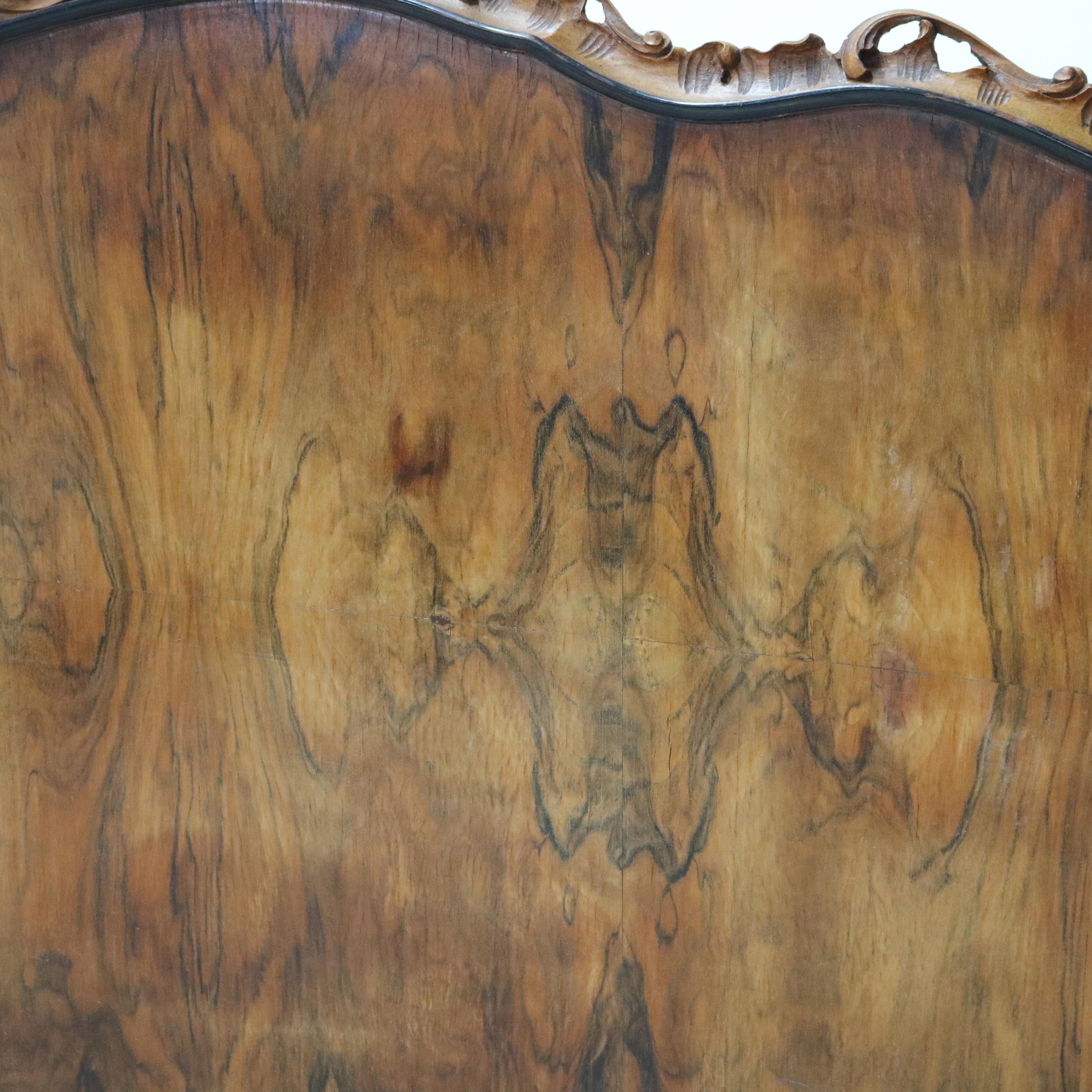 Antique French Louis XV Style Maple & Crotch Wood Burl King Sized Bed C1940 2