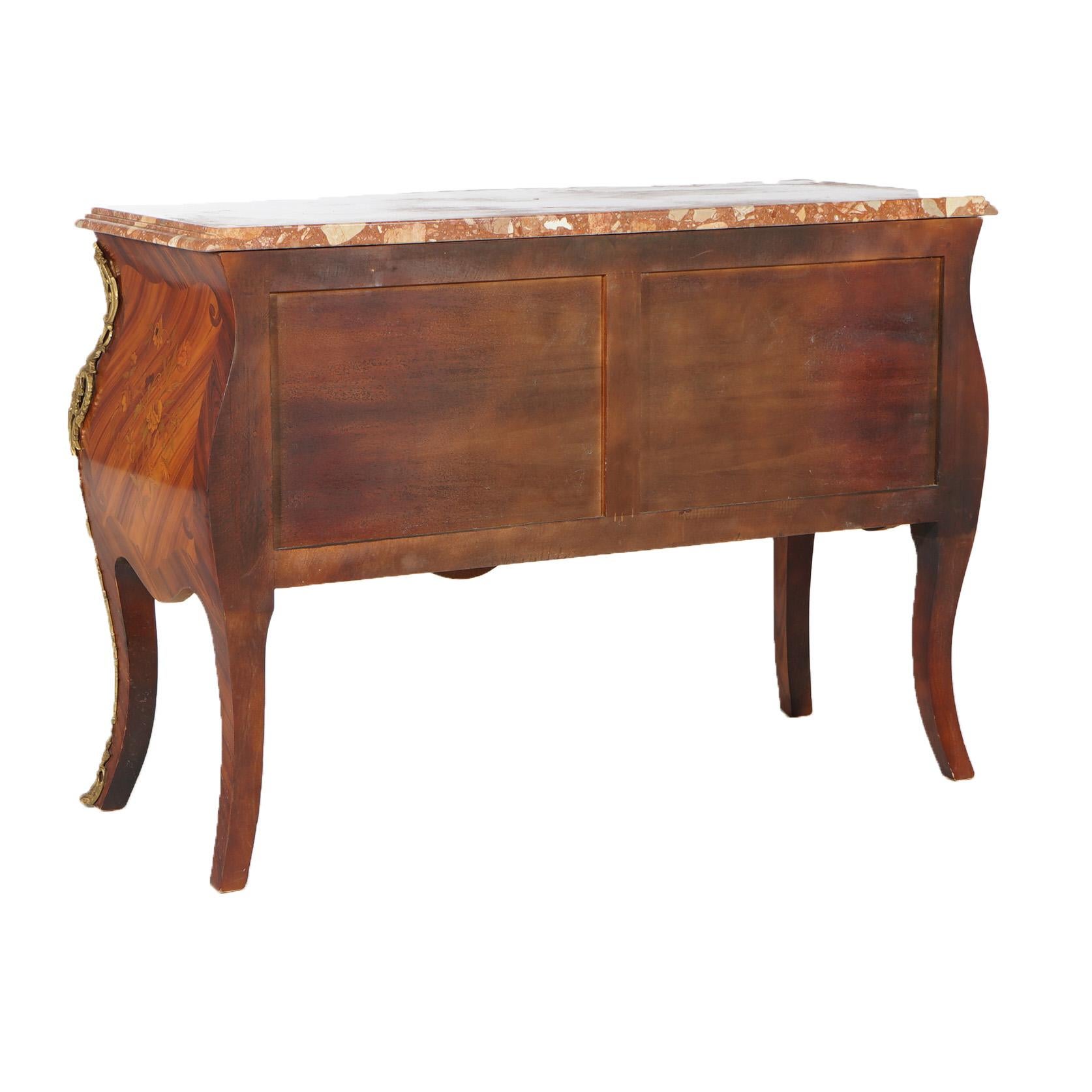 Antique French Louis XV Style Marble, Kingwood & Satinwood Marquetry Commode  For Sale 10
