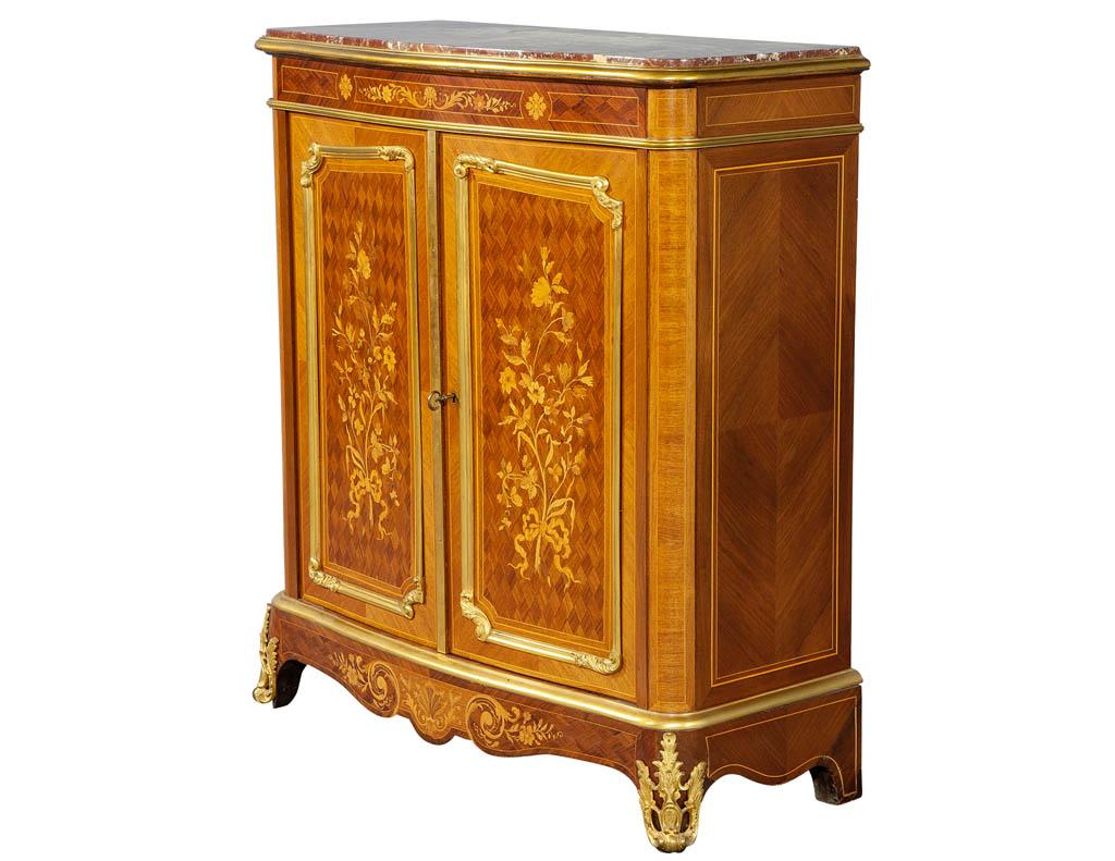 Antique French Louis XV Style Marble Top Commode Cabinet For Sale 5