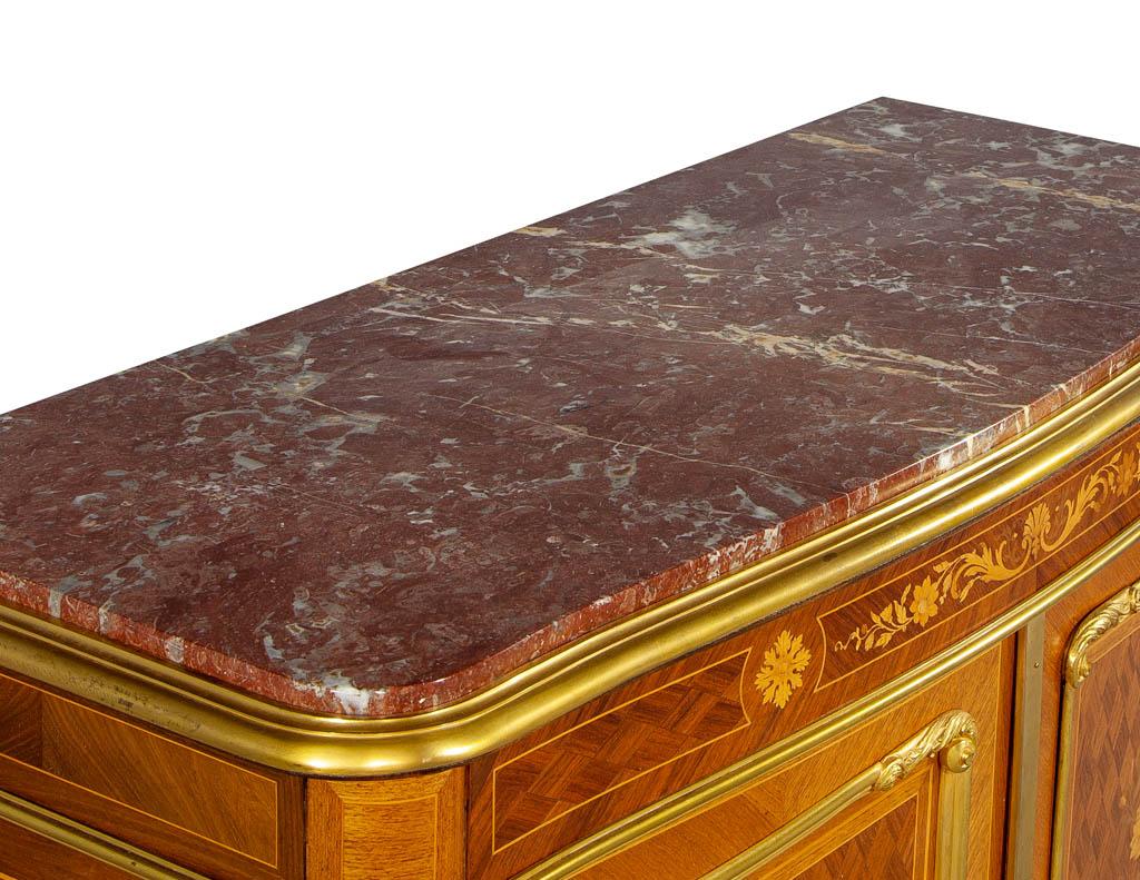Mid-20th Century Antique French Louis XV Style Marble Top Commode Cabinet For Sale