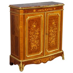 Vintage French Louis XV Style Marble Top Commode Cabinet