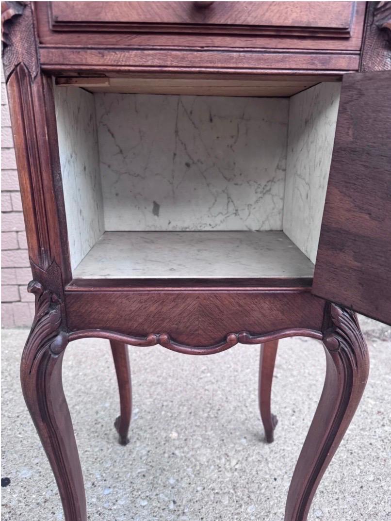 Unknown Antique French Louis XV Style Marble Top Humidor Smoking Storage Table For Sale