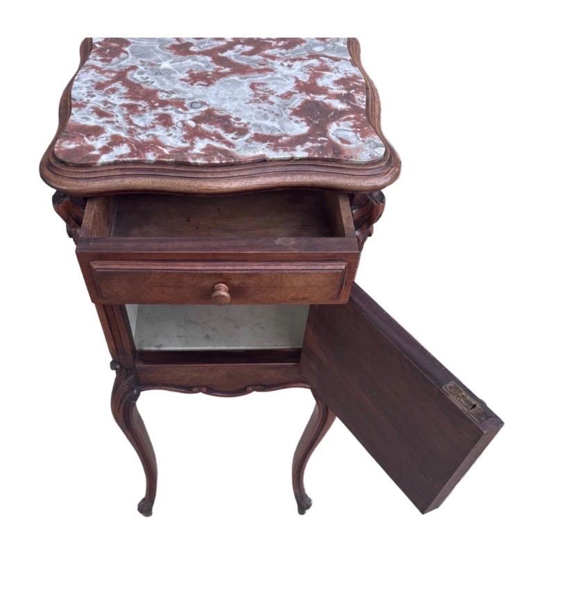 Antique French Louis XV Style Marble Top Humidor Smoking Storage Table In Good Condition For Sale In Chicago, IL