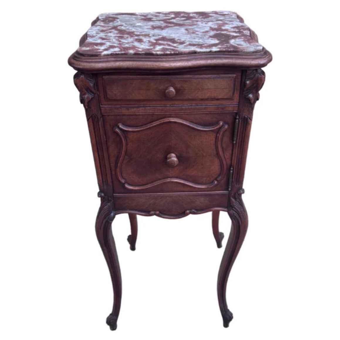 Antique French Louis XV Style Marble Top Humidor Smoking Storage Table For Sale