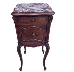 Antique French Louis XV Style Marble Top Humidor Smoking Storage Table