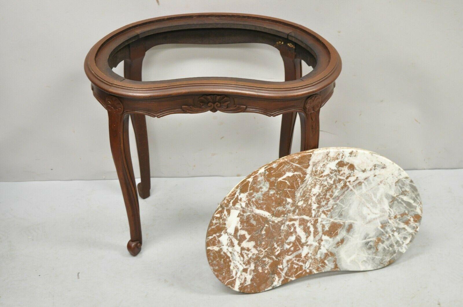 Antique French Louis XV Style Marble Top Kidney Shaped Small Coffee Table 4