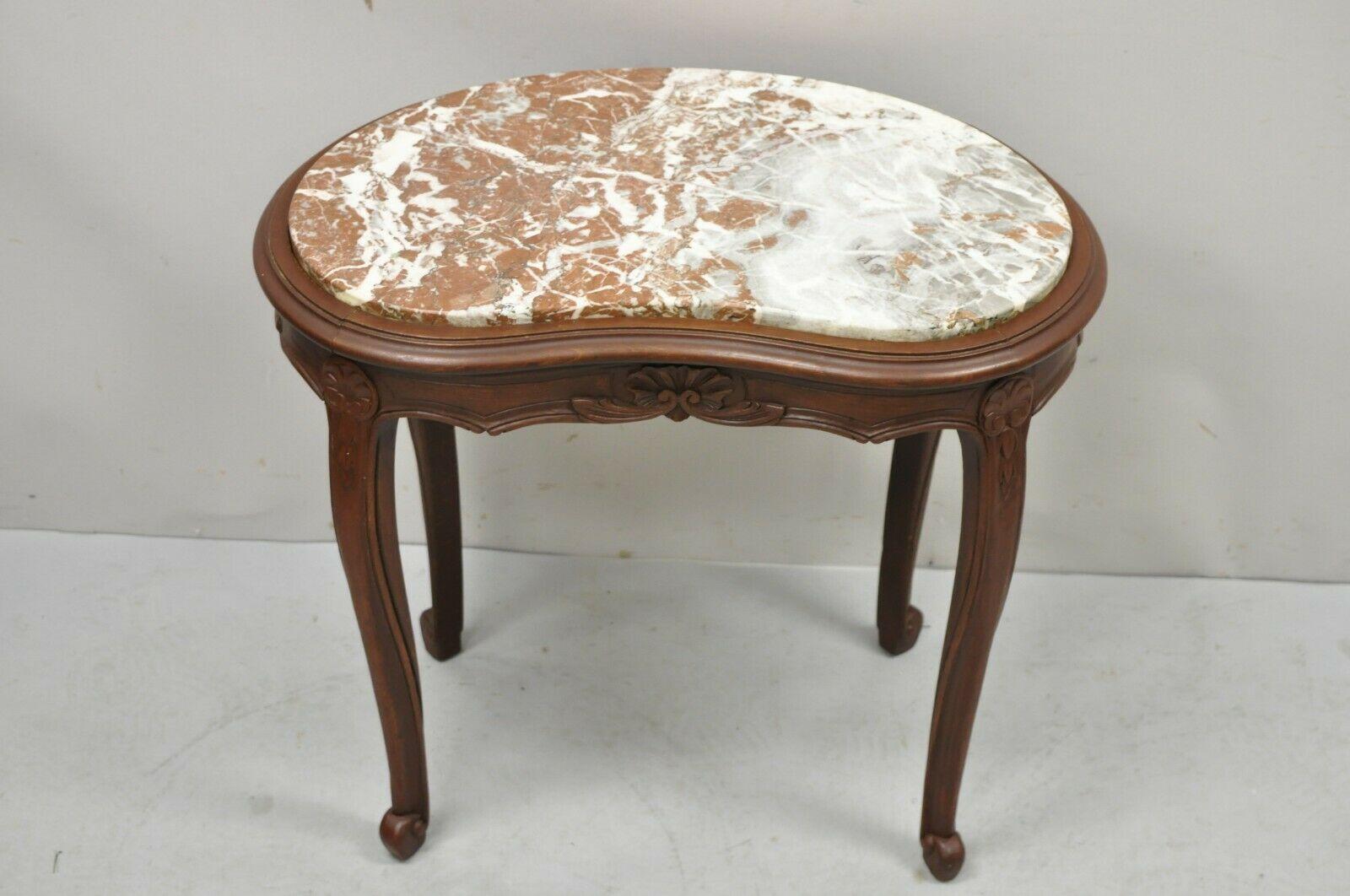 Antique French Louis XV Style Marble Top Kidney Shaped Small Coffee Table 5