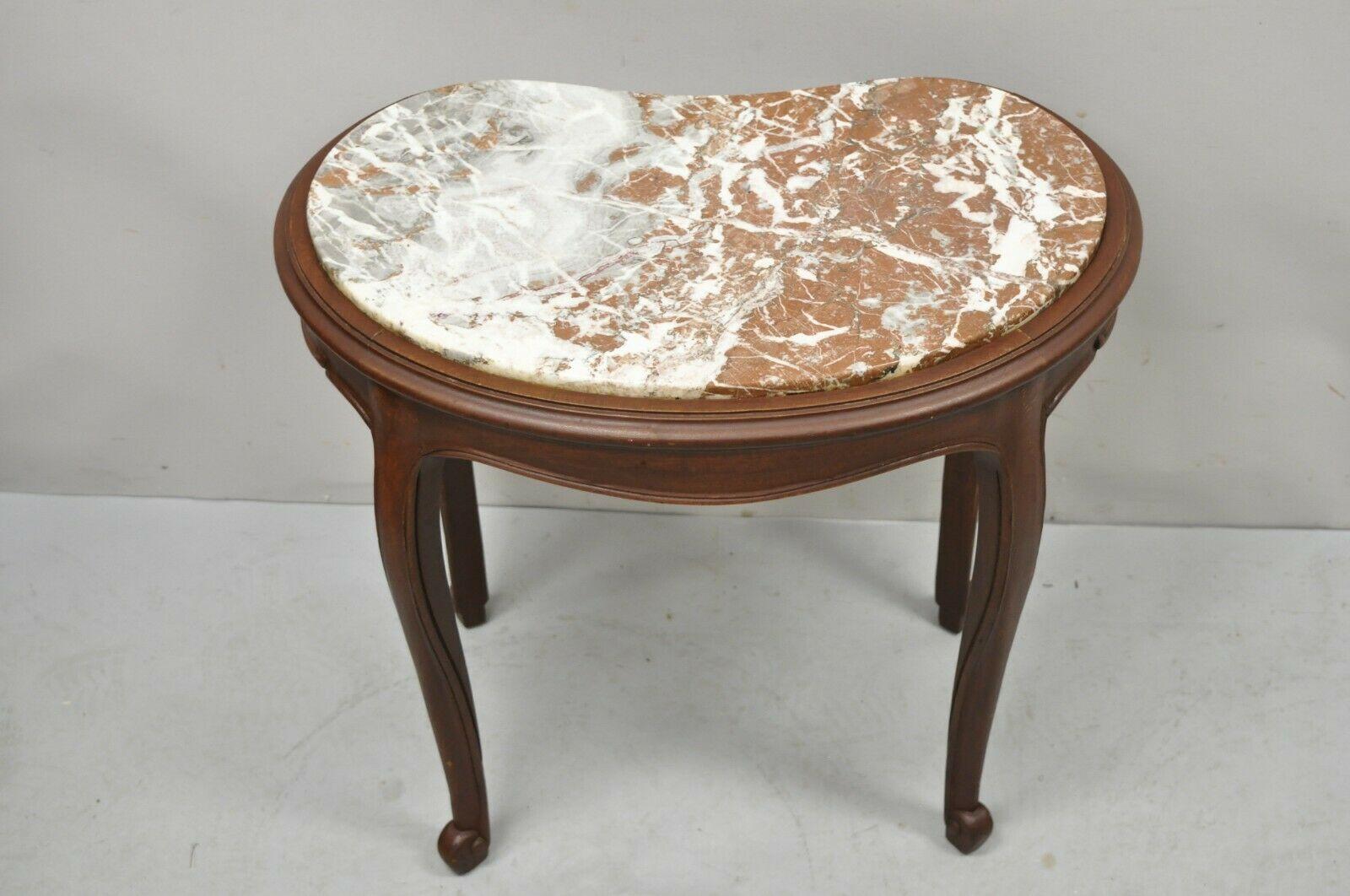 Antique French Louis XV Style Marble Top Kidney Shaped Small Coffee Table 6
