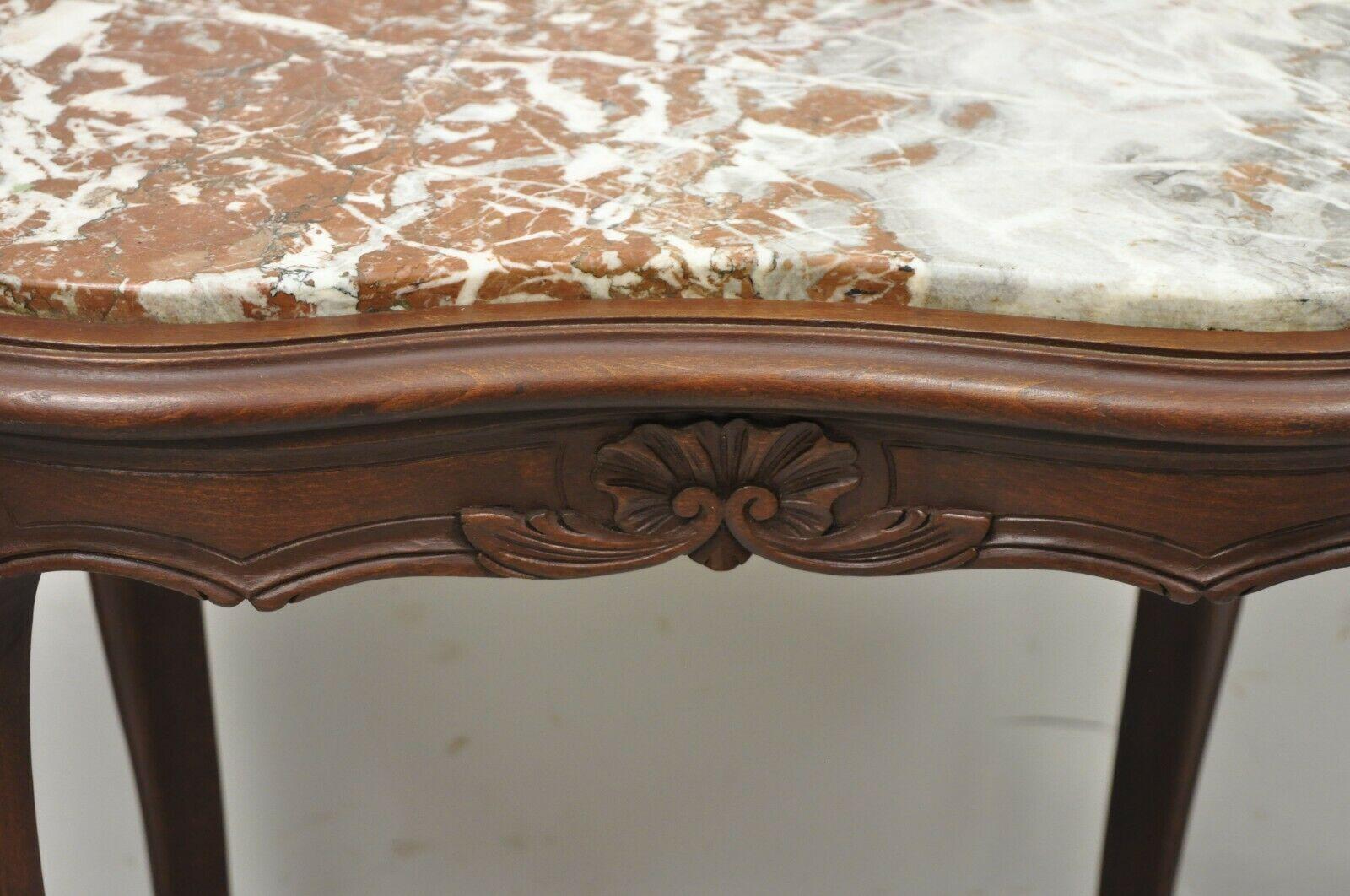 20th Century Antique French Louis XV Style Marble Top Kidney Shaped Small Coffee Table