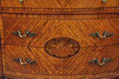 Antique French Louis XV Style Marble Top Satinwood Demilune Commode Dresser