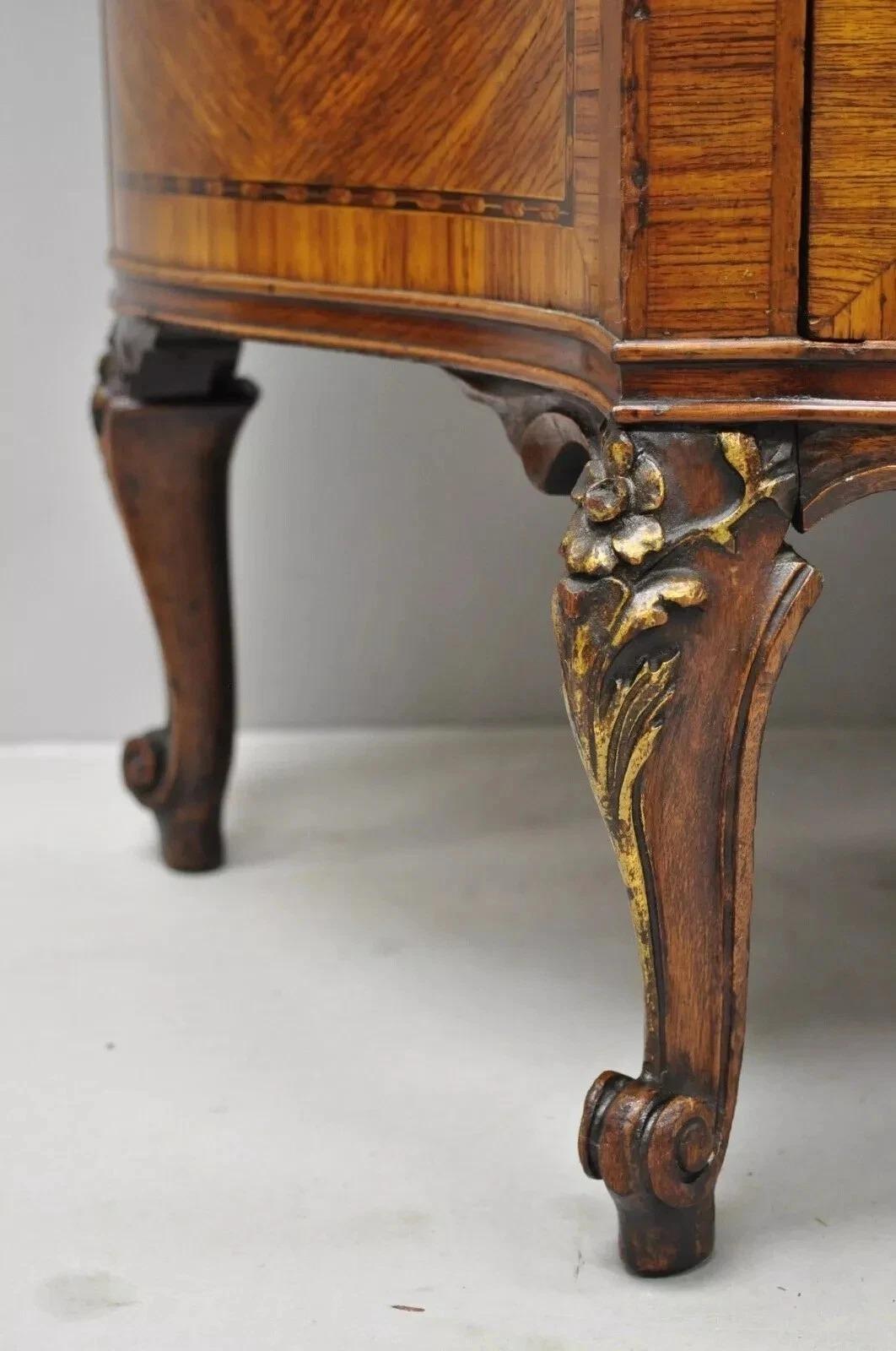Antique French Louis XV Style Marble Top Satinwood Demilune Commode Dresser in vendita 2
