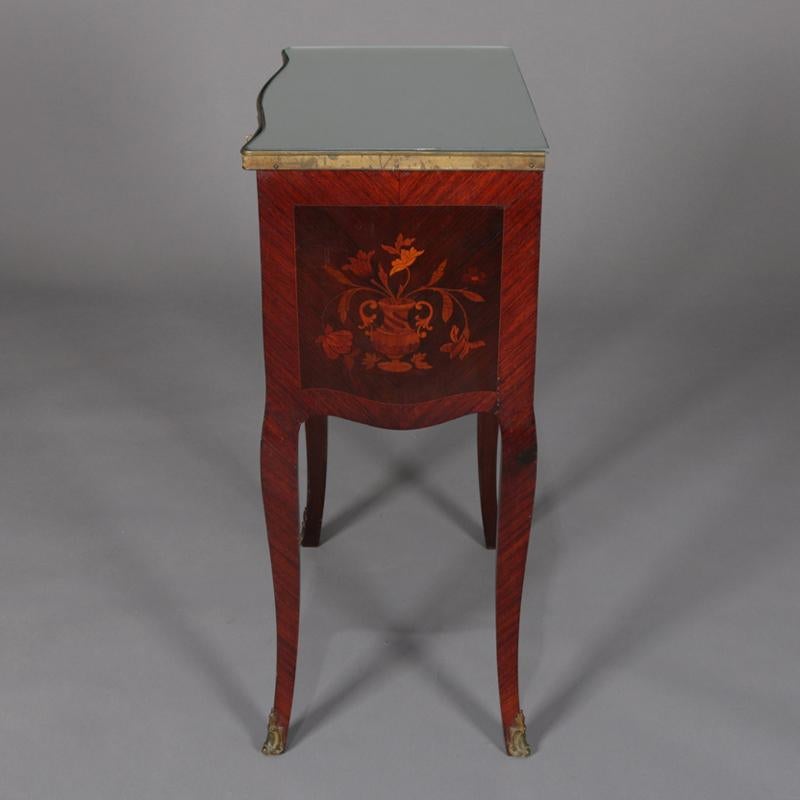 Antique French Louis XV Style Marquetry 3-Drawer End Stand, 19th Century 1